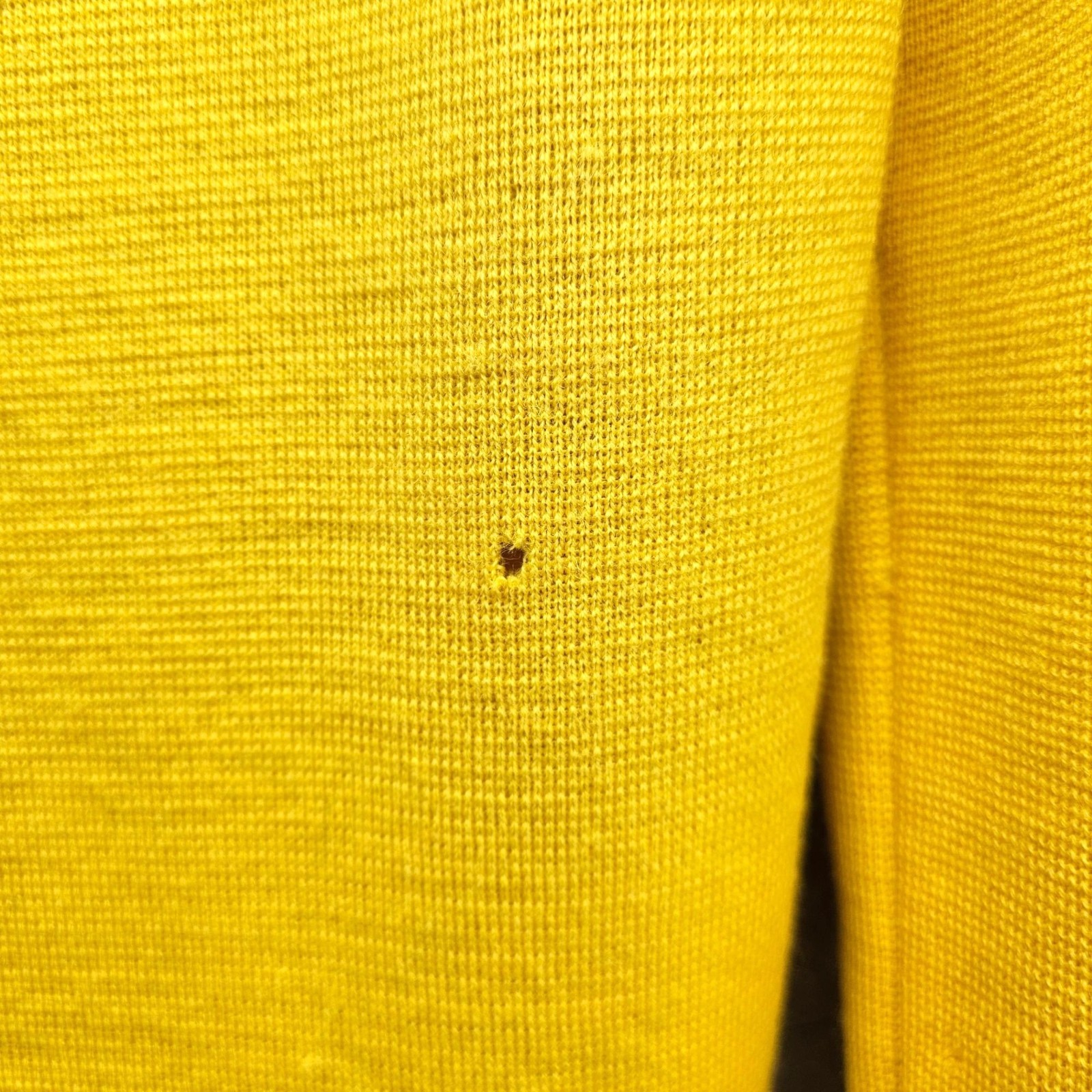 Mod Italian Designer Avagolf Yellow Wool Doubleknit Dress 60s 70s Moth Holes