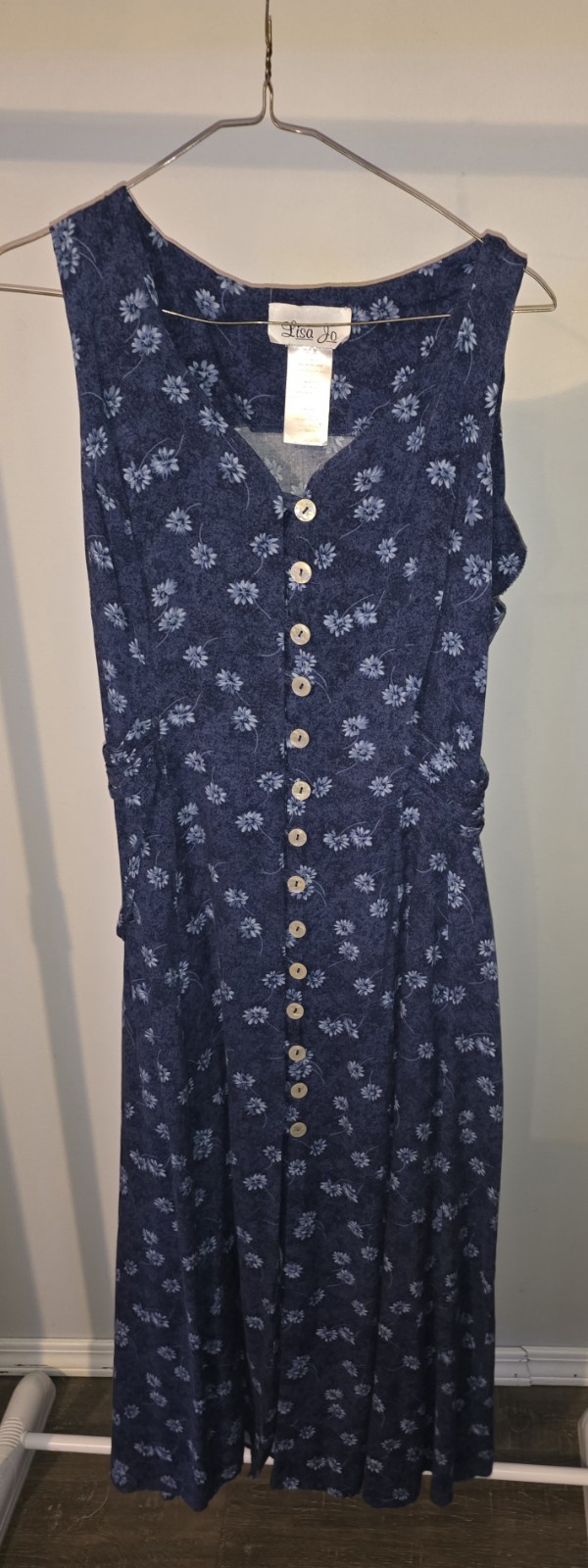 vintage 1990s Lisa Jo floral maxi dress size 15/16 blues