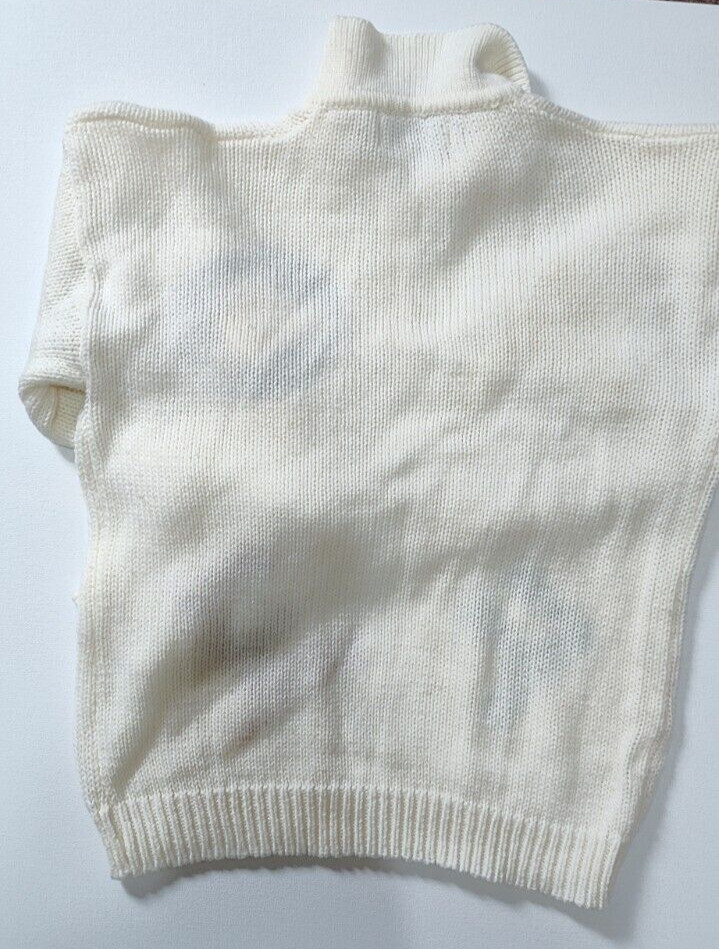 Vtg Ricki Sweater ABC Schoolhouse Acrylic Alphabet Button Collar Korea Large