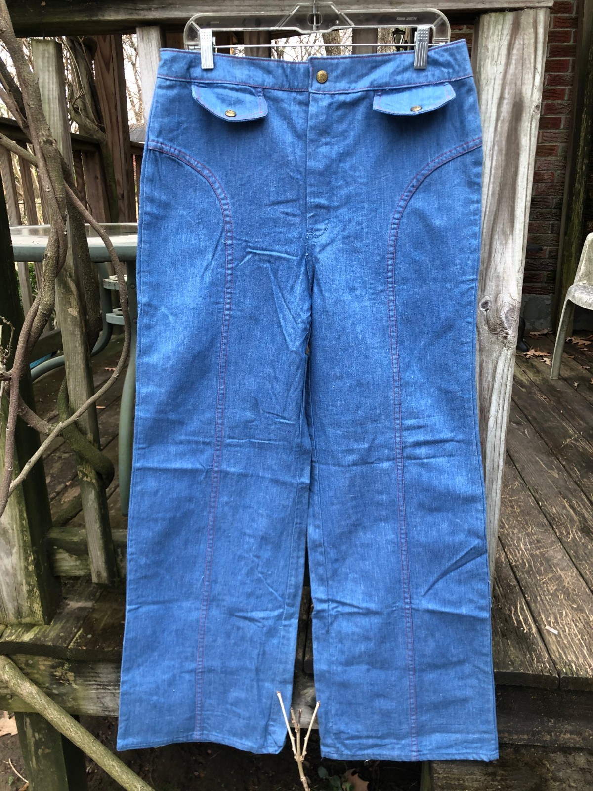 VINTAGE 70s SEARS ROEBUCK &CO HIGH WAIST WIDE LEG CREASED JEANS size 20