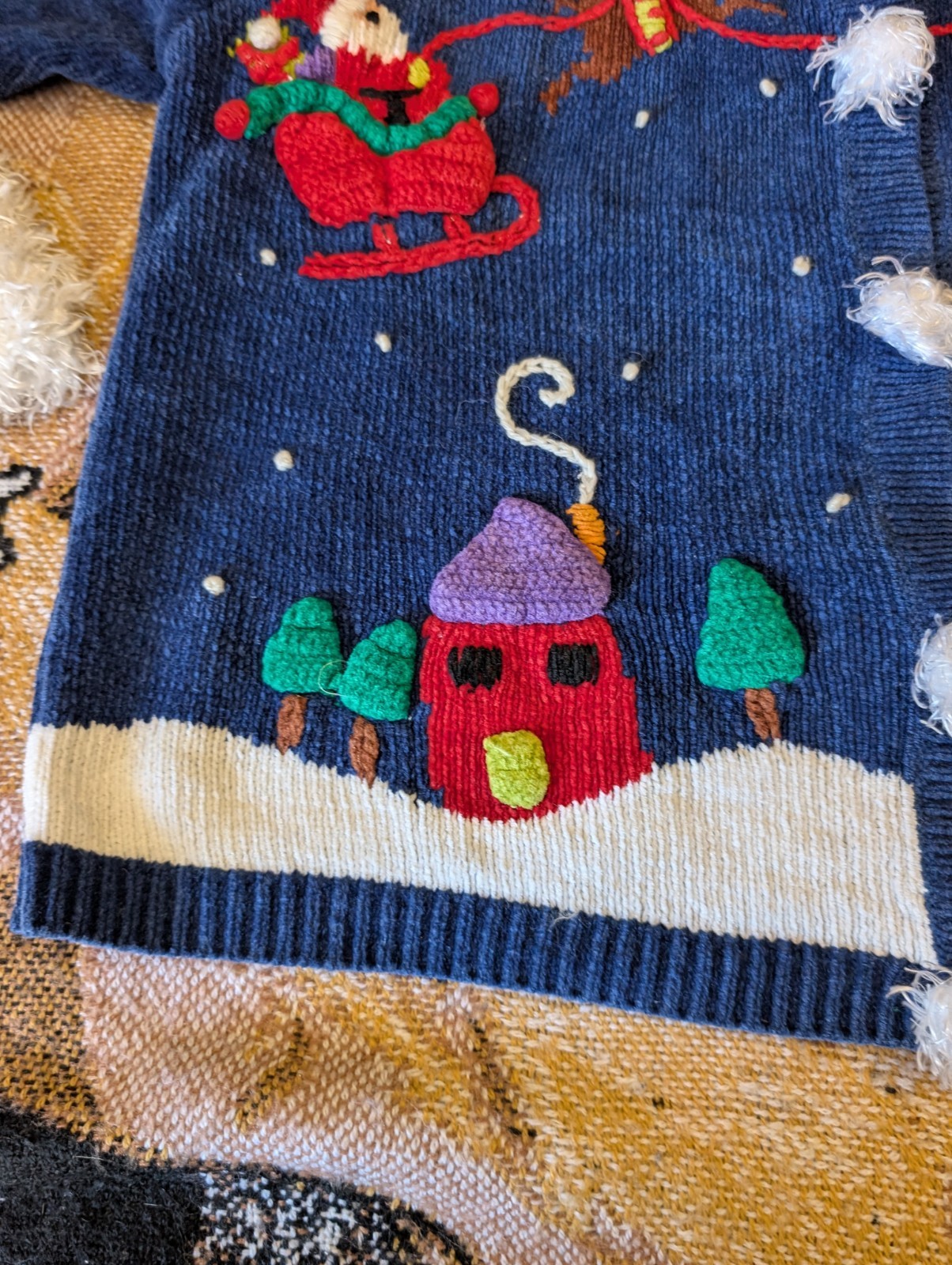 Vintage Bellepointe Blue Presents Ugly Santa Village Cardigan Medium