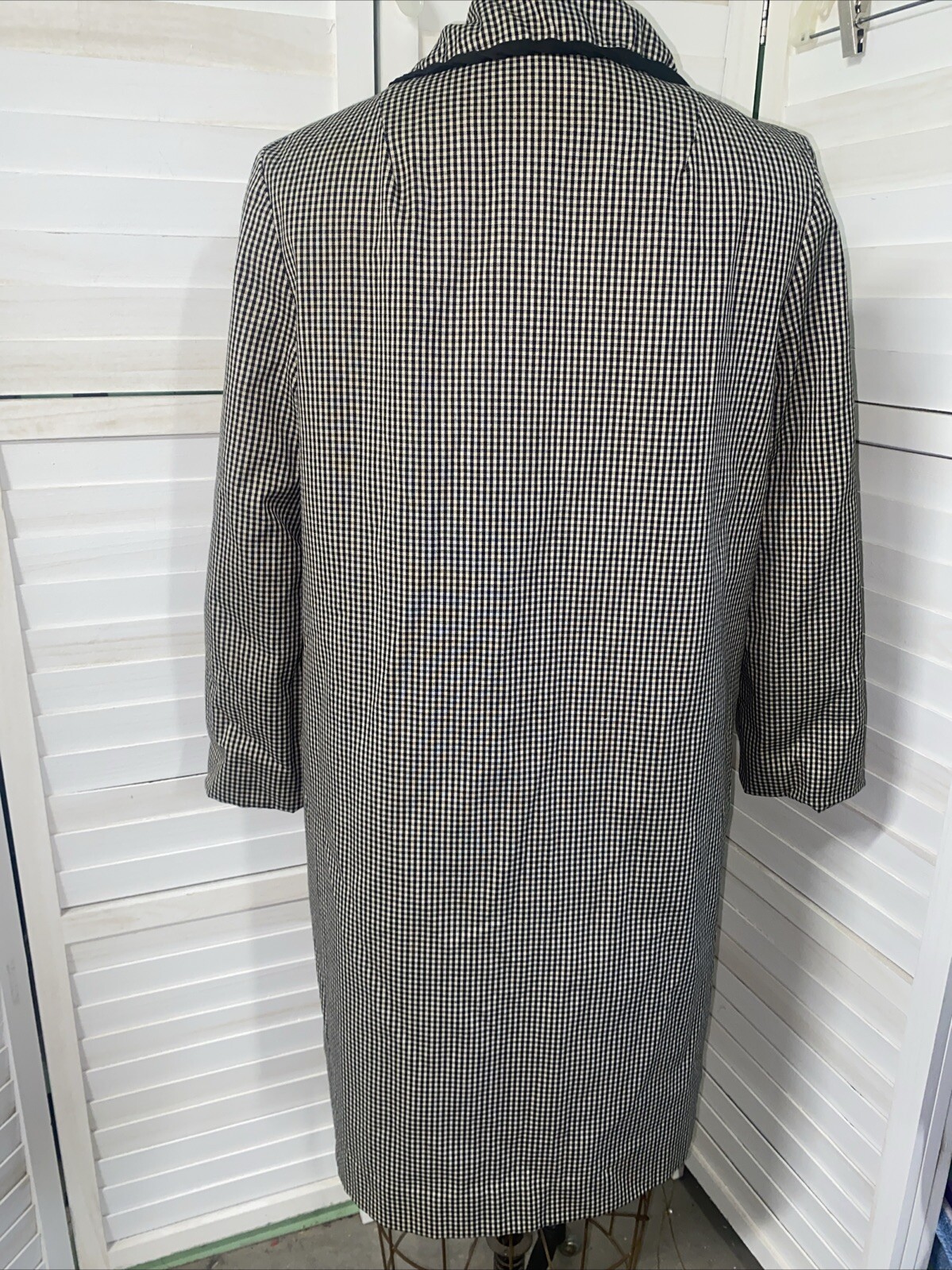 Vintage Mountain Mist Trench Pea Coat Jacket Women’s Gingham Sz Med Large USA