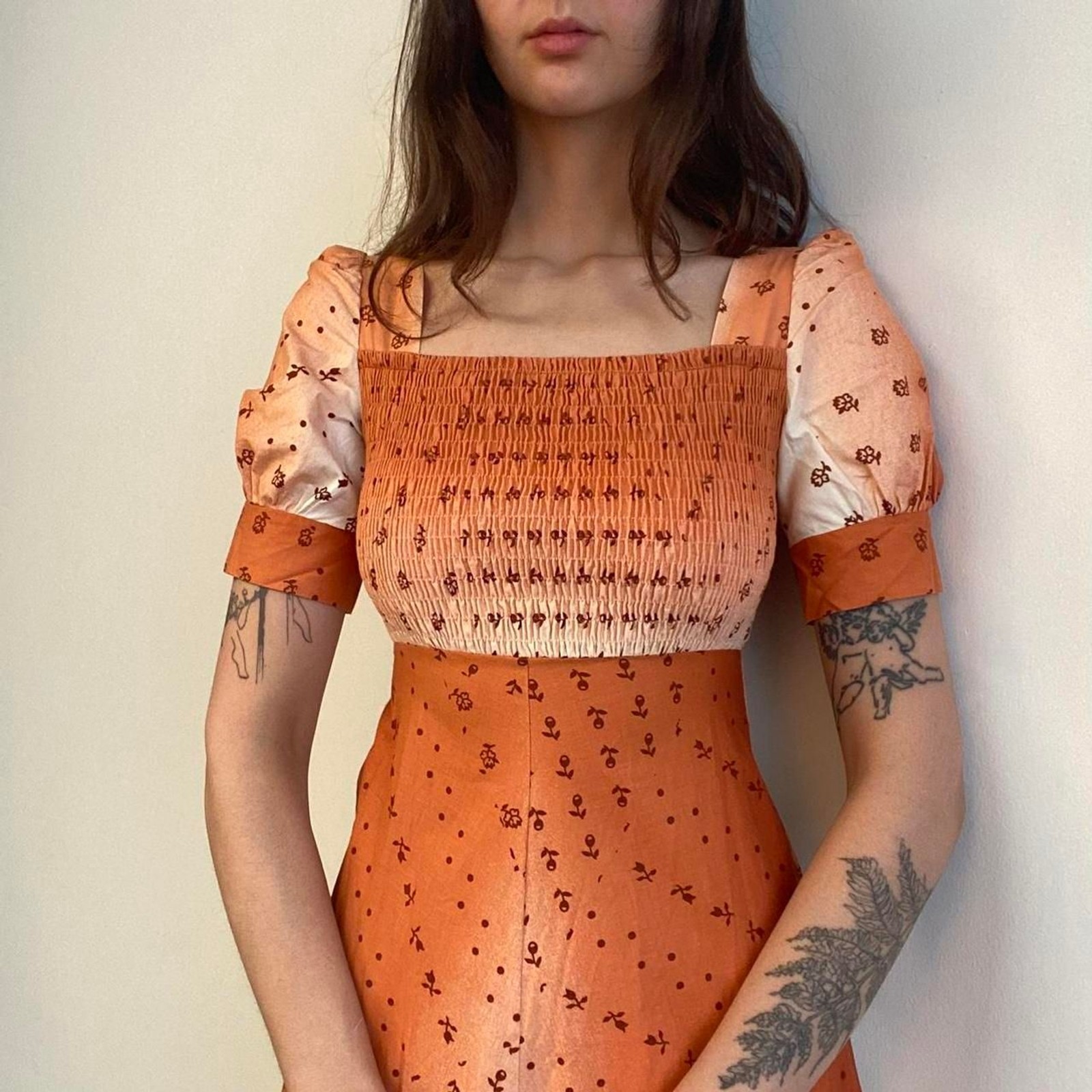 1970s block printed cotton batik like J.C penney sun dress