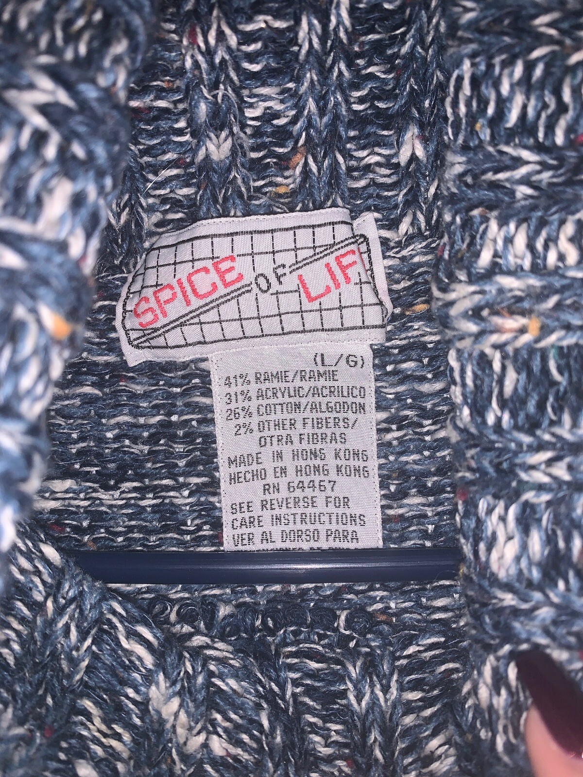 SPICE OF LIFE SZ Large Long Blue / Black TURTLENECK WOMEN PULLOVER SWEATER CCR