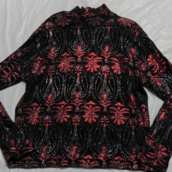 1849 Authentic Ranchwear Vtg Glitter Floral Whimsygoth Long Sleeve Western Shirt
