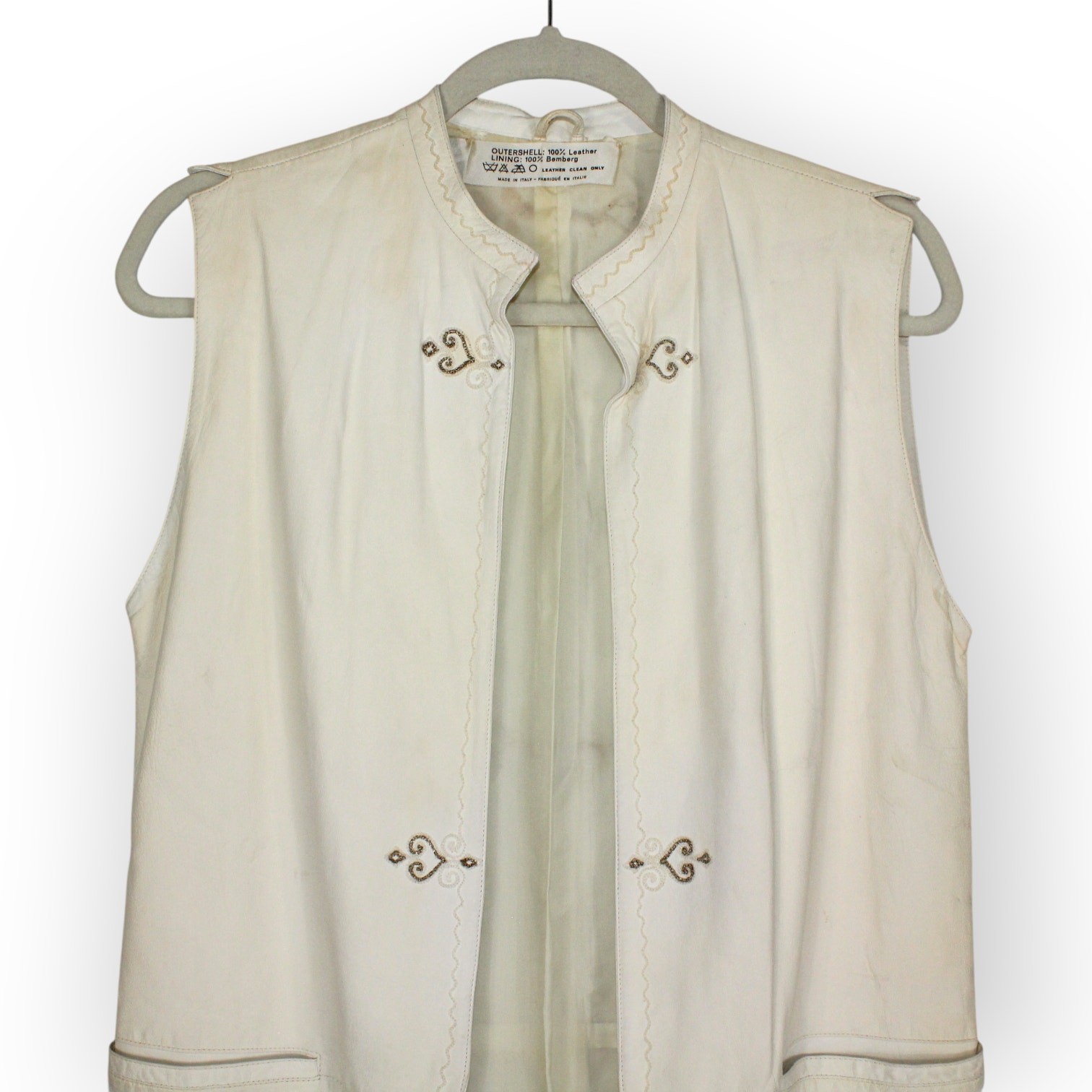 Vintage 1981 Gianni Versace Leather Vest PrimaveraEstate Calfskin Italy 40 Ivory