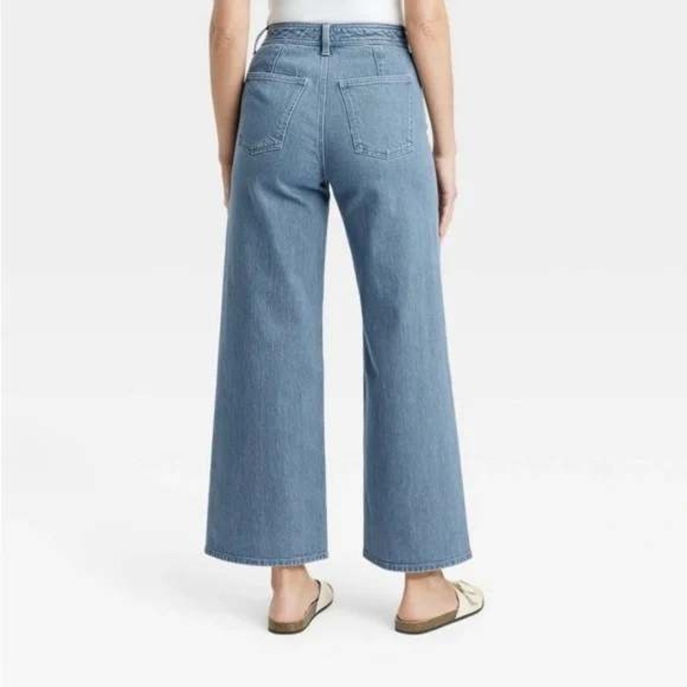 Universal Thread High Rise Sailor Wide Leg Ankle Jeans Gray Wash Size 14 NWT