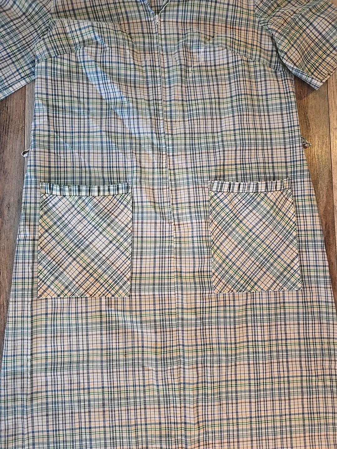 Vintage Sears Fashions Sz 16 Womens Plaid House Dress USA 60’s
