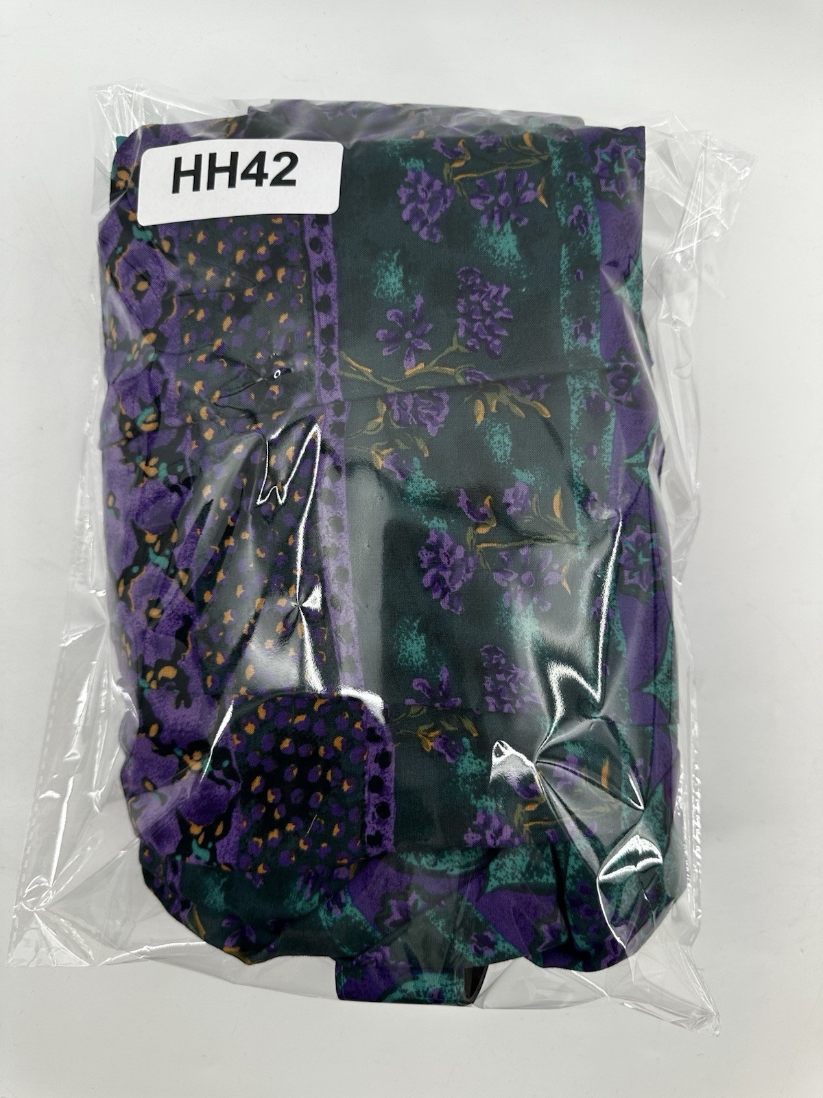 VTG 80’s Serbin of Florida Teal Purple Floral Hostess Artwear Boho Dress HH42