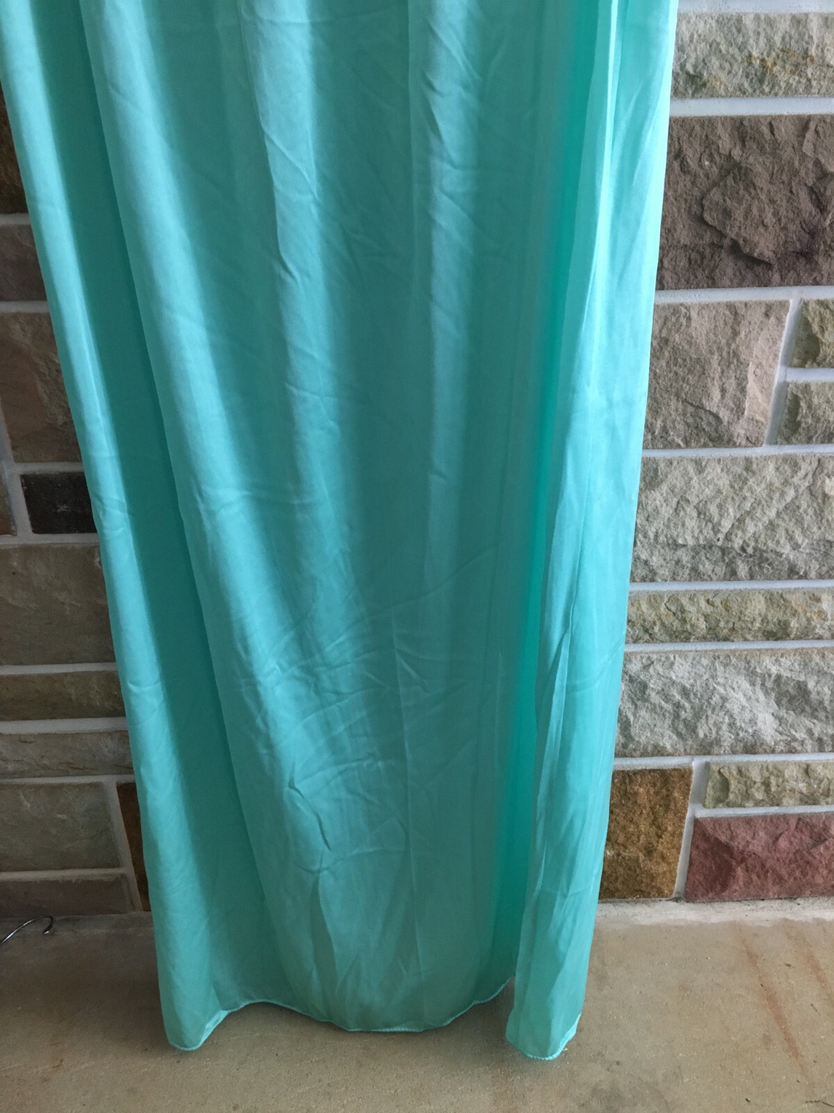 Vtg Sea Foam Green BEAU TRIX Nylon lace full length nightgown size 44