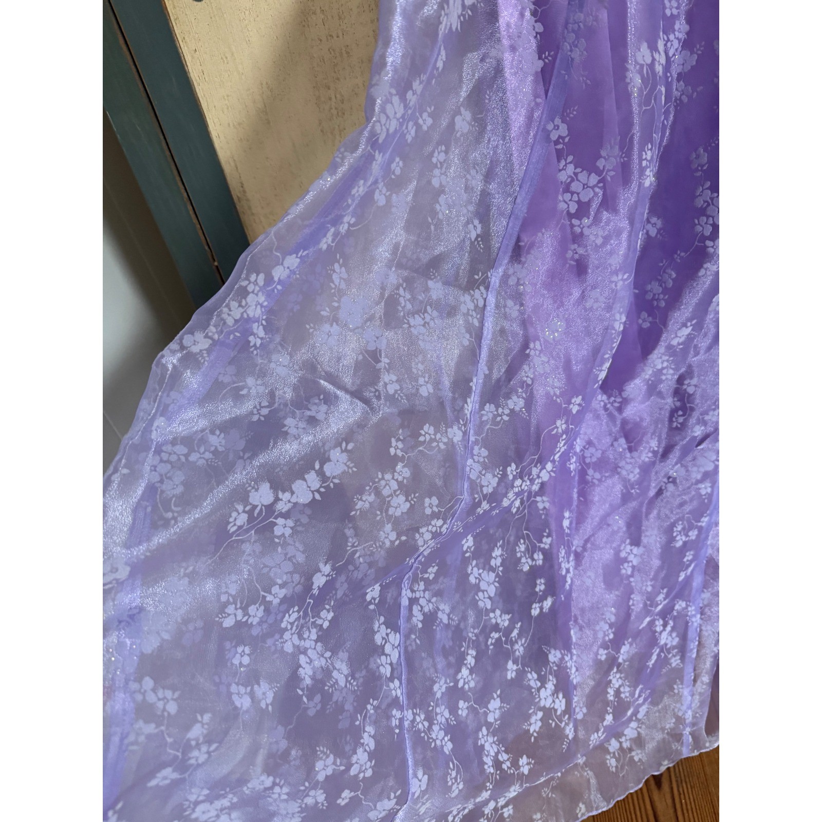 Zum Zum Niki Livas Vintage Lavender Floral Organza Maxi Skirt Fairy Size 5-6