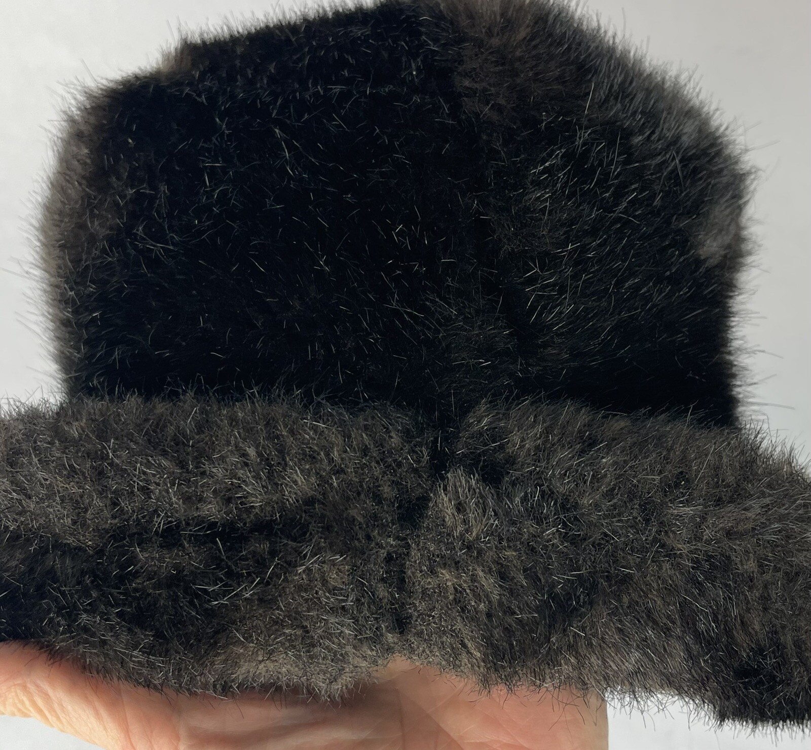Vtg 1960 Black Faux Mink Fur Coat Shawl Collar Mar-Del Rice + Betmar Bucket Hat