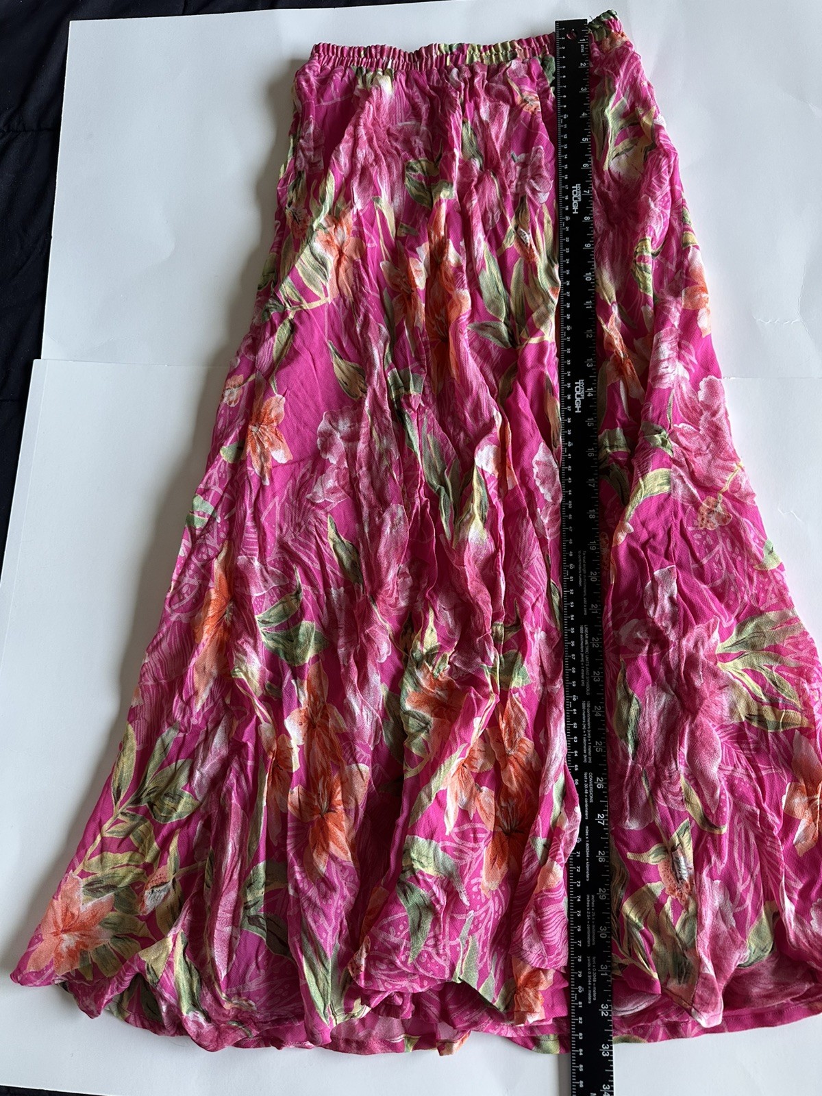 Vintage Pink Floral Skirt Cottage Garden Party Midi Sz P (XS)