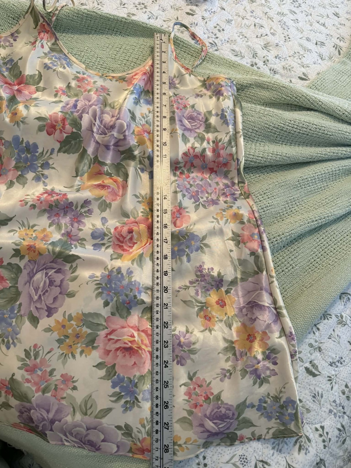 Vintage Private Luxuries Floral Satin Chemise Nightgown Slip XXL Made in USA