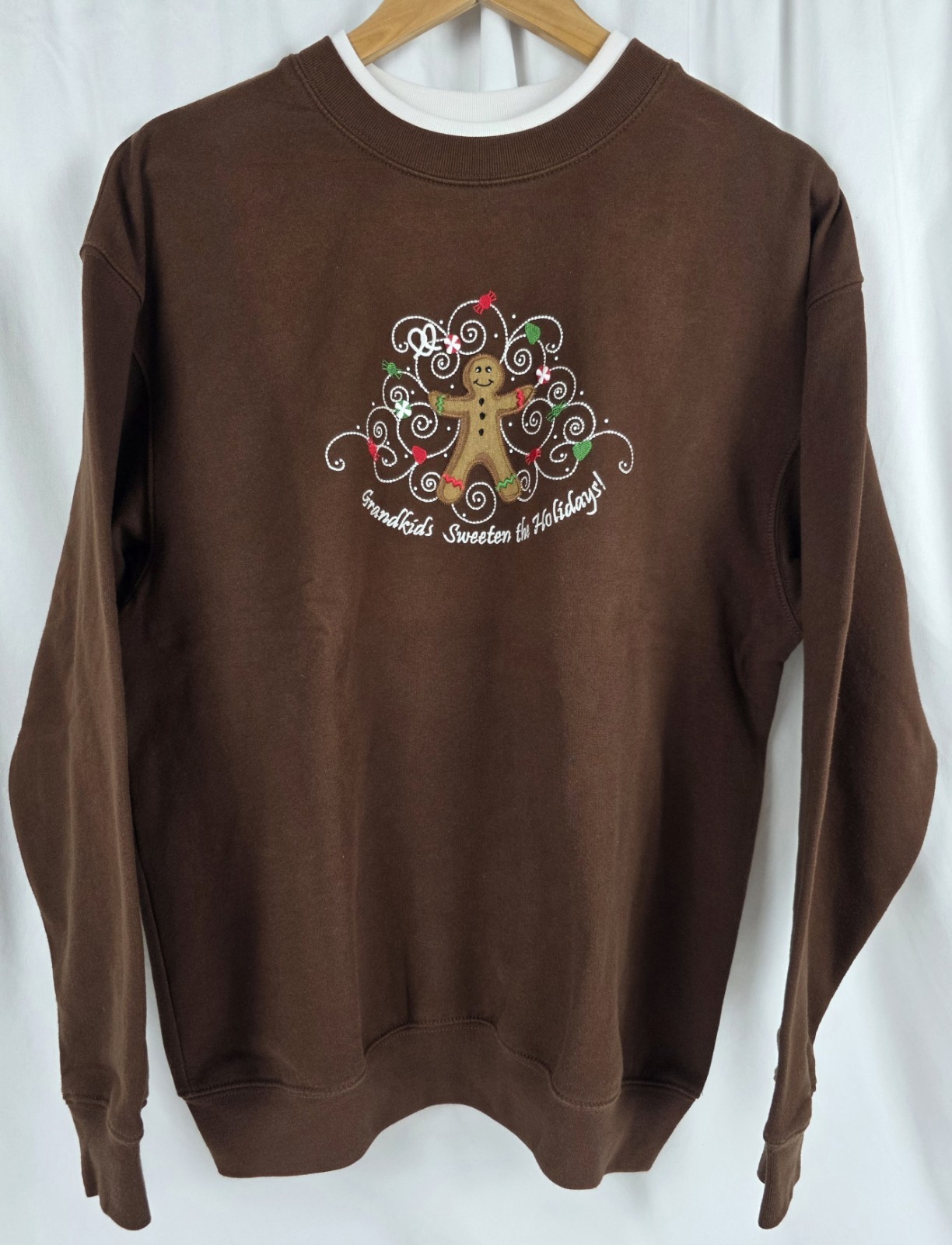Vtg M&C Sportswear Christmas Grandkids Embroidered Sweatshirt Women’s Large