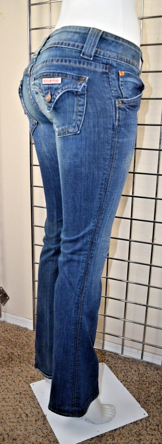VTG Jeans Hudson Size 26 x 32 S/M 90s Med Blue Fading Low Rise Flared Made USA