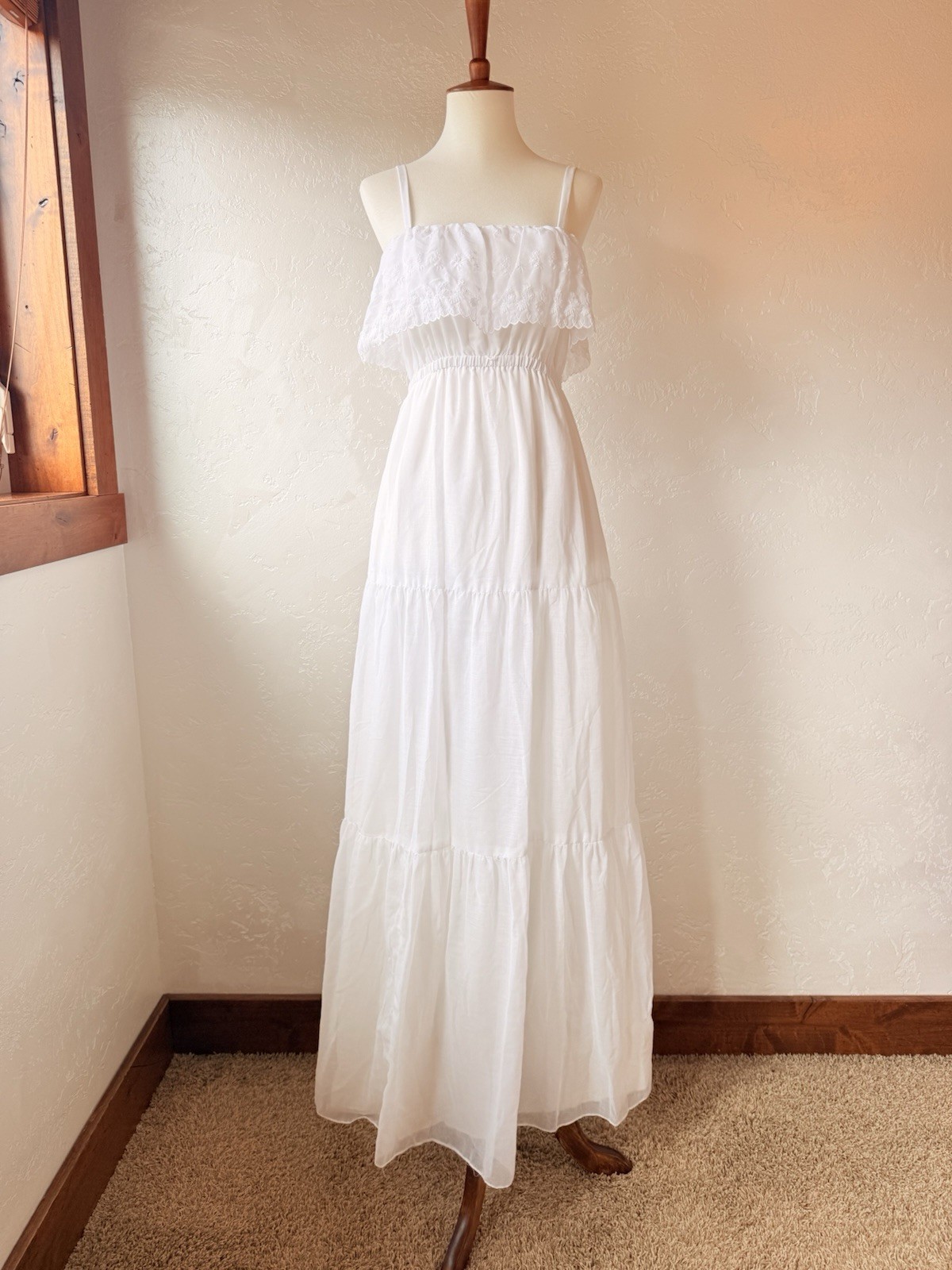 Vintage 1970’s Roberta California Tiered Cotton Maxi Dress Cottagecore Prairie