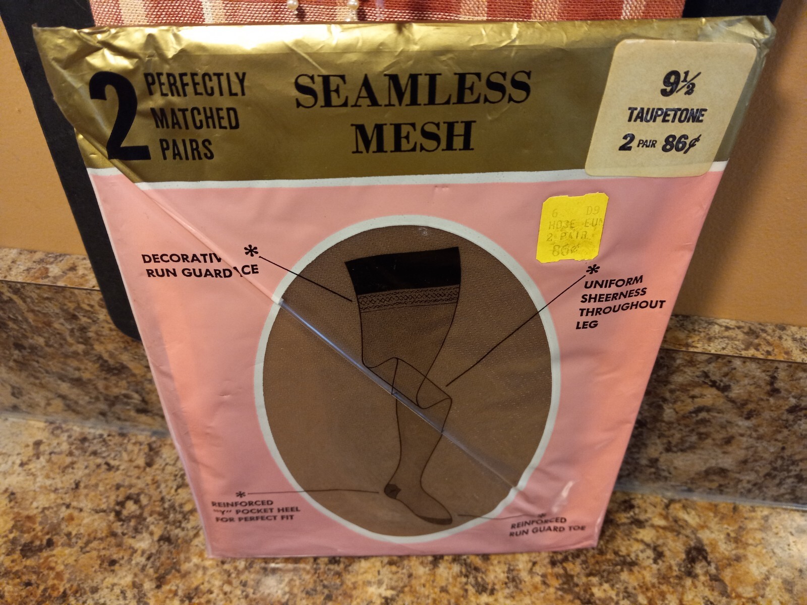 2-Pair Women’s Garter Stockings Sheer Seamless Mesh Nylon Size: 9 1/2 Taupetone