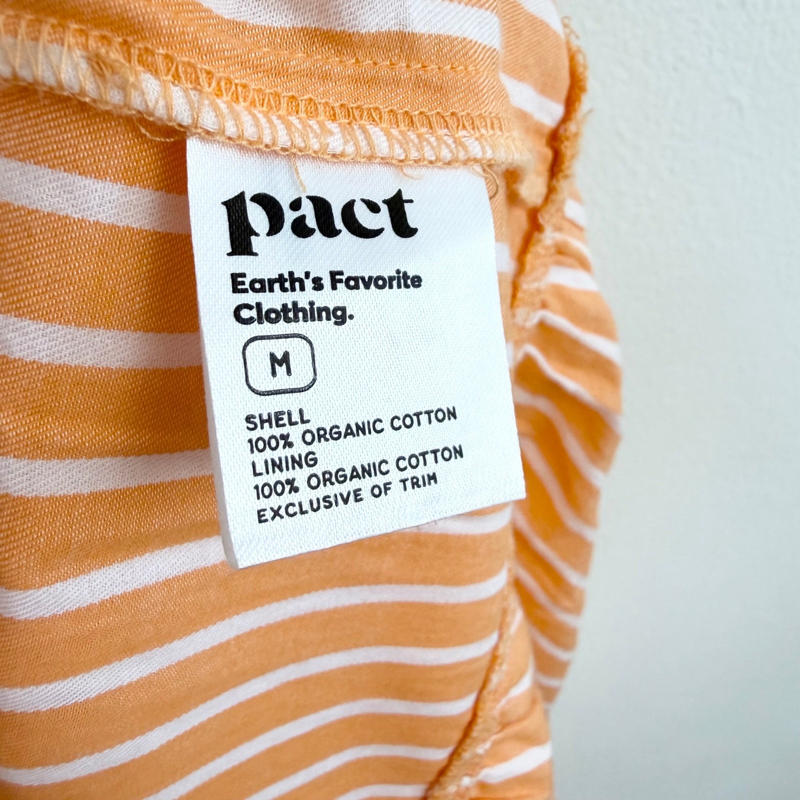 Pact Organic Cotton Orange White Stripe Tiered Midi Skirt Size M