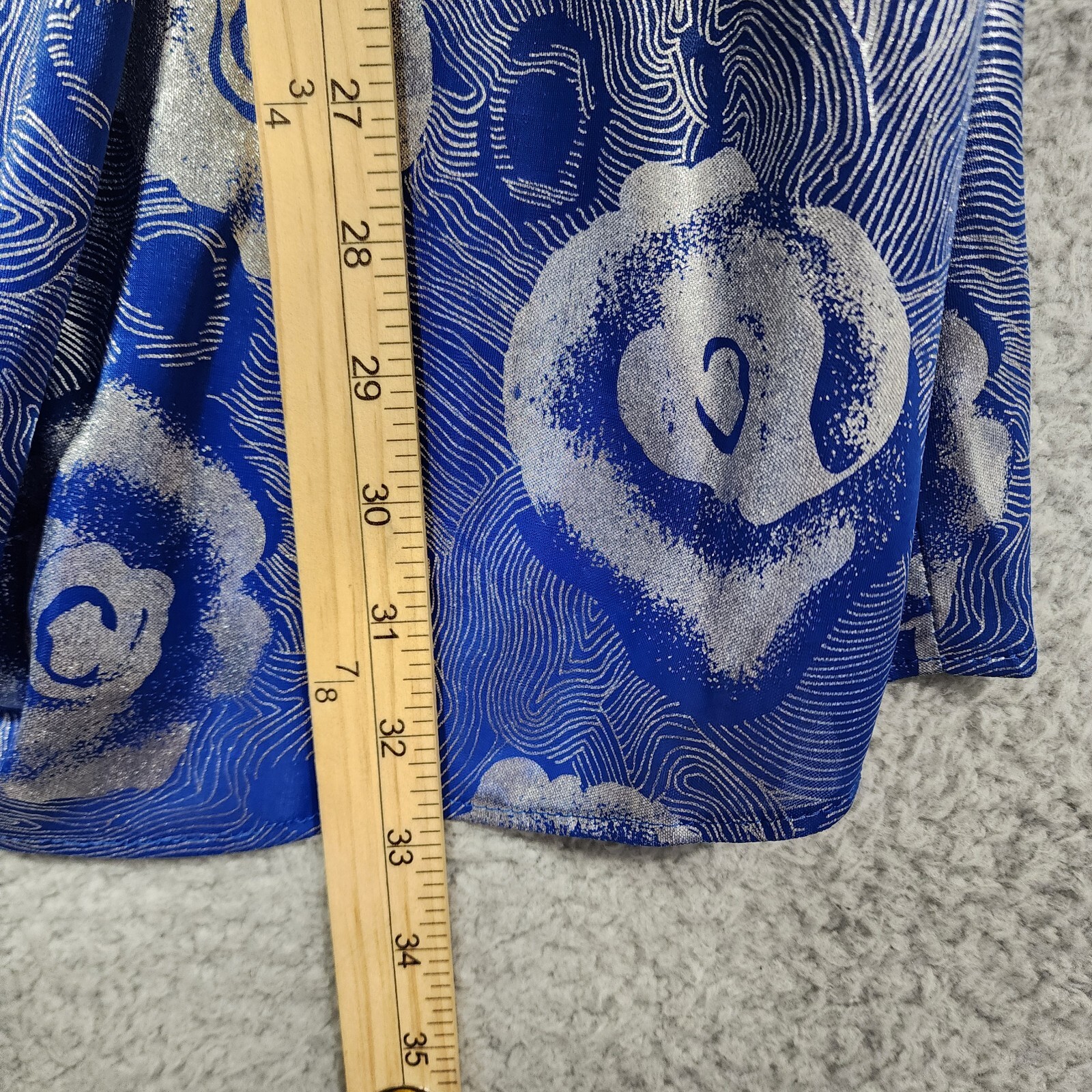 Risa Ann New York Metallic Silver Blue Abstract Overlay Blouse 80’s Plus Size 2X