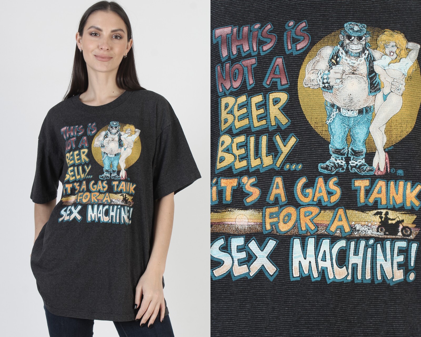 Vintage Harley Davidson Sex Machine T Shirt Biker Beer Belly Motorcycle Tee XL