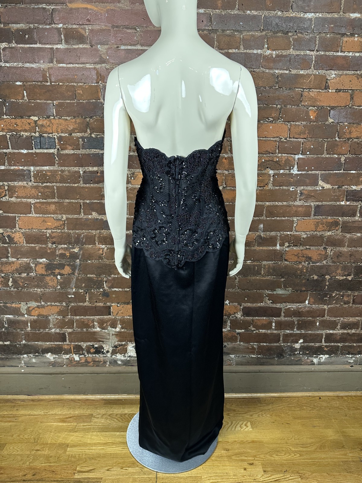 NWT VTG 1990s MICHAEL CASEY VICKY TIEL Black Lace Corset Maxi Skirt Two Piece