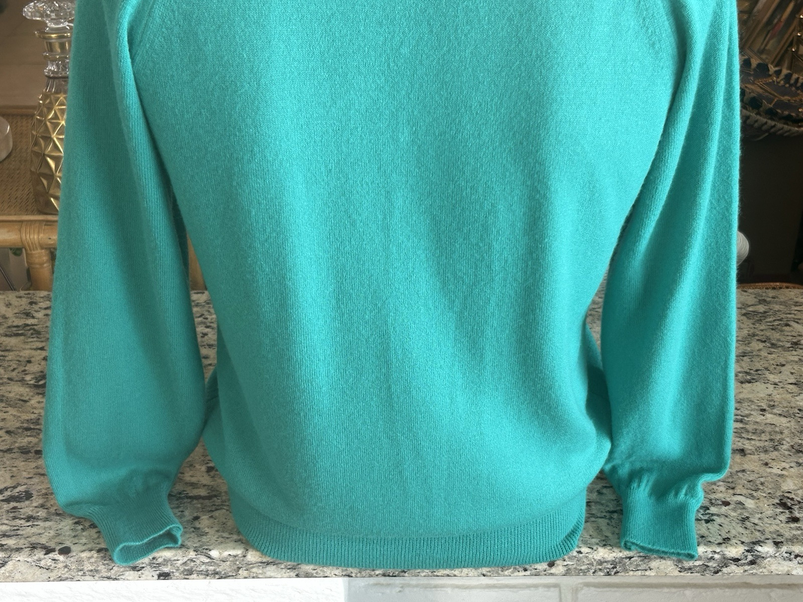 Vintage 70s 80s Doral Country Club FL Women’s V-Neck Green Sweater Large