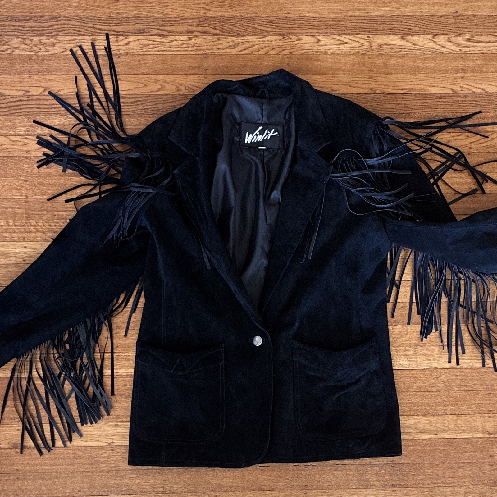 Winlit vintage 1980’s Black Suede FringeJacket
