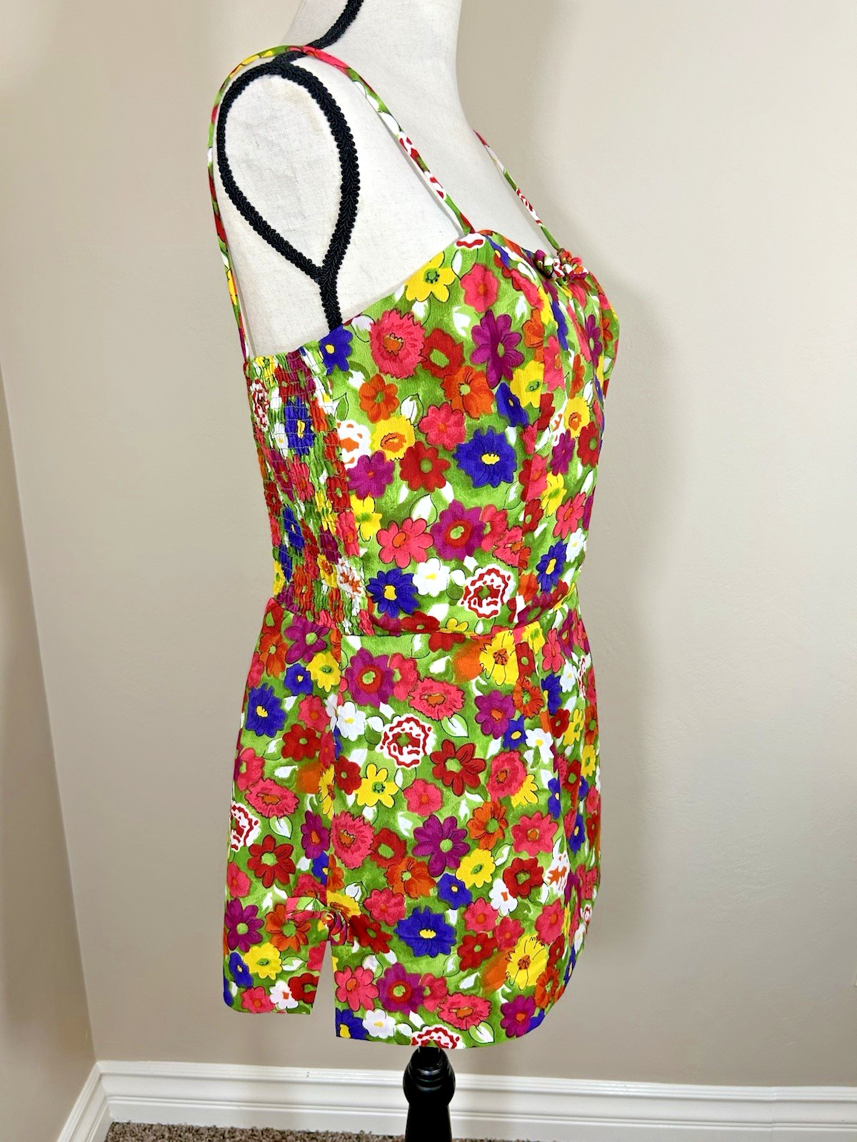 Vtg 50s 60s Kahala Romper Playsuit Swimsuit Floral Pin Up Bombshell One Piece