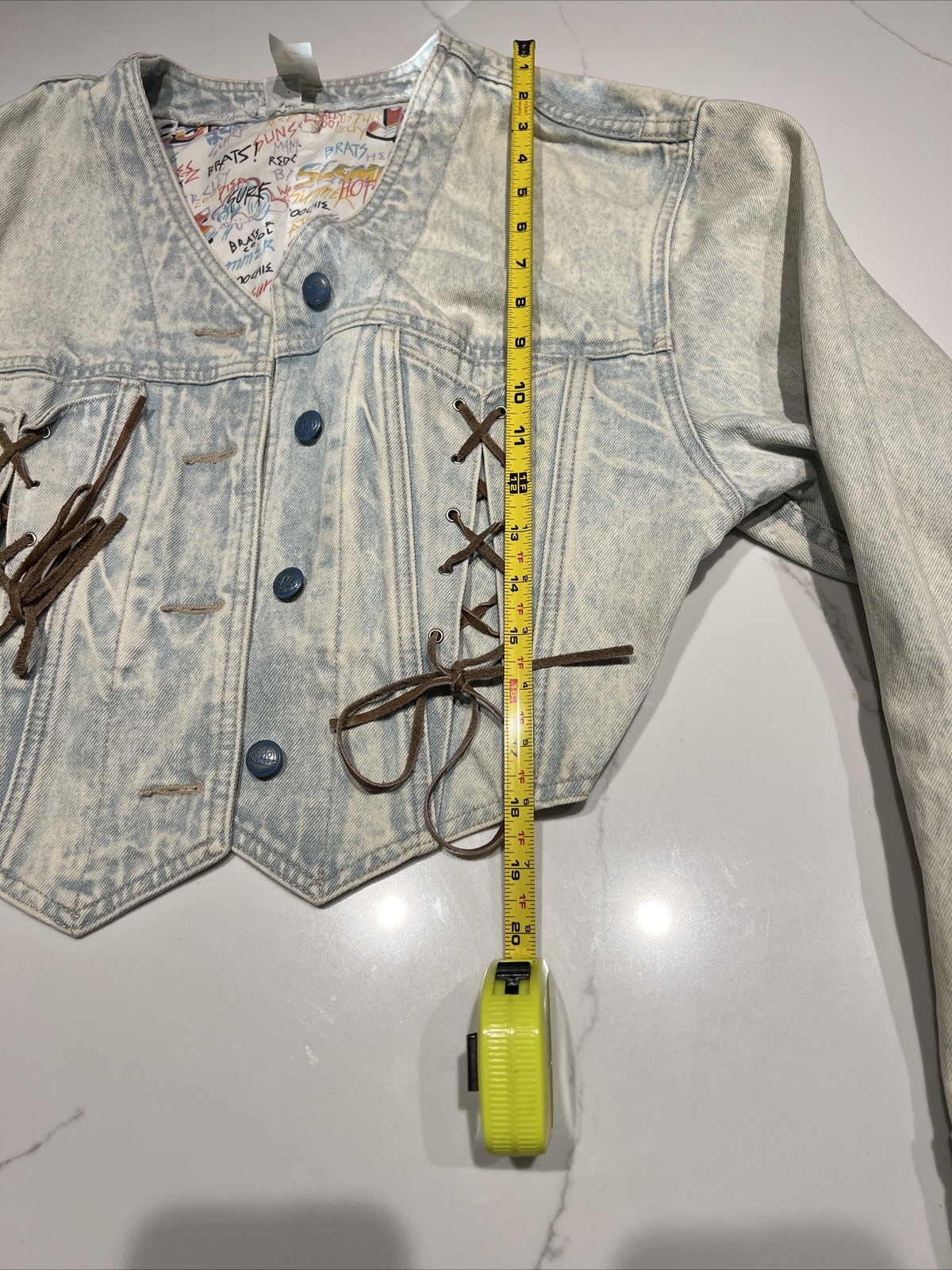 VTG Original LA Gear Cropped Acid Wash Blue Jean Denim Jacket Large Y2K 80s 90
