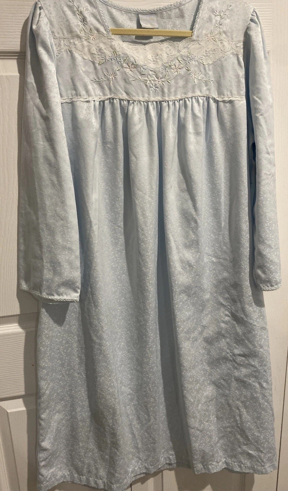 Go Softly Light Blue Long Nightgown with Embroidery And Lace Detail Size XL