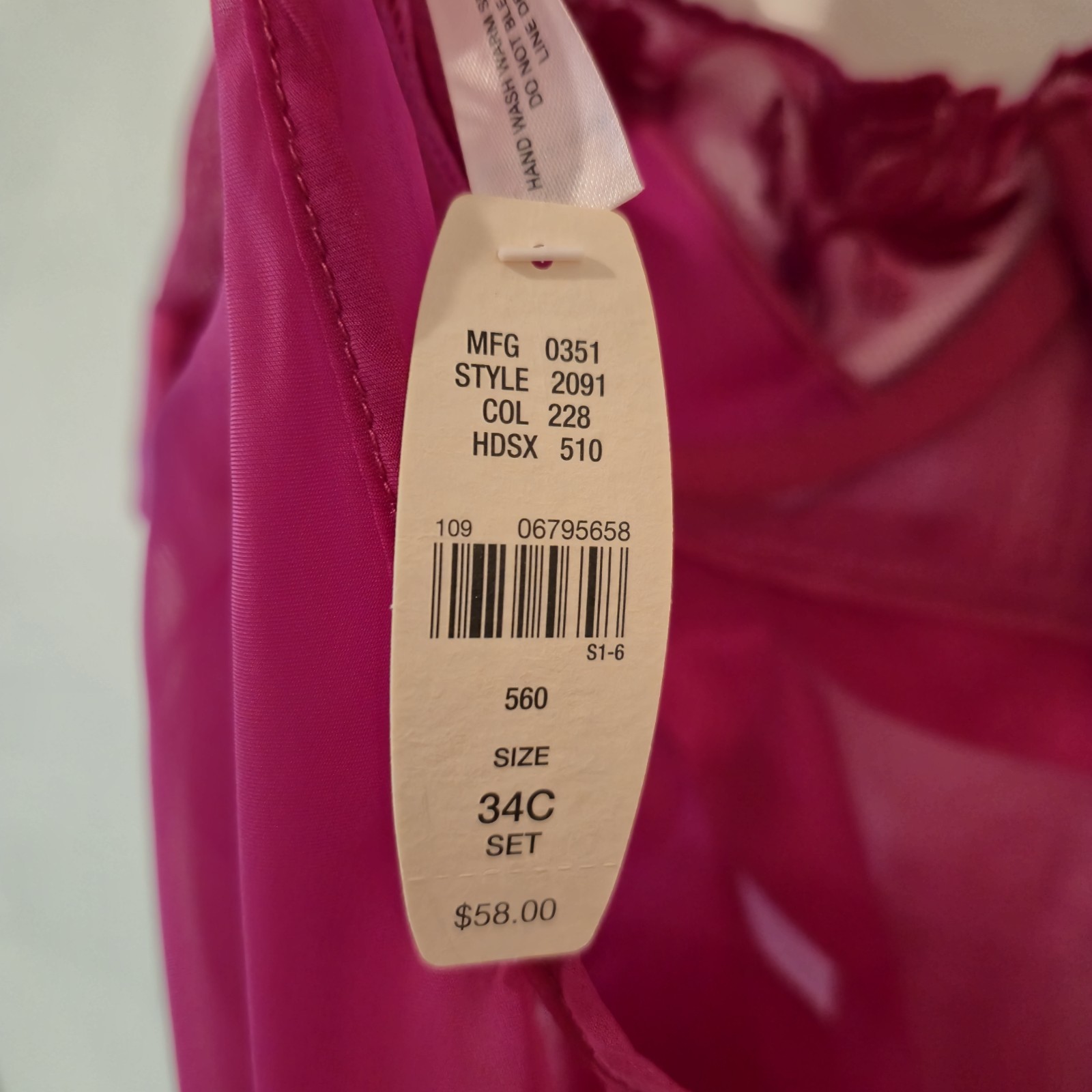 NWT Vintage Y2K Victoria’s Secret Hot Pink Floral Embroidery Bow Babydoll 34C
