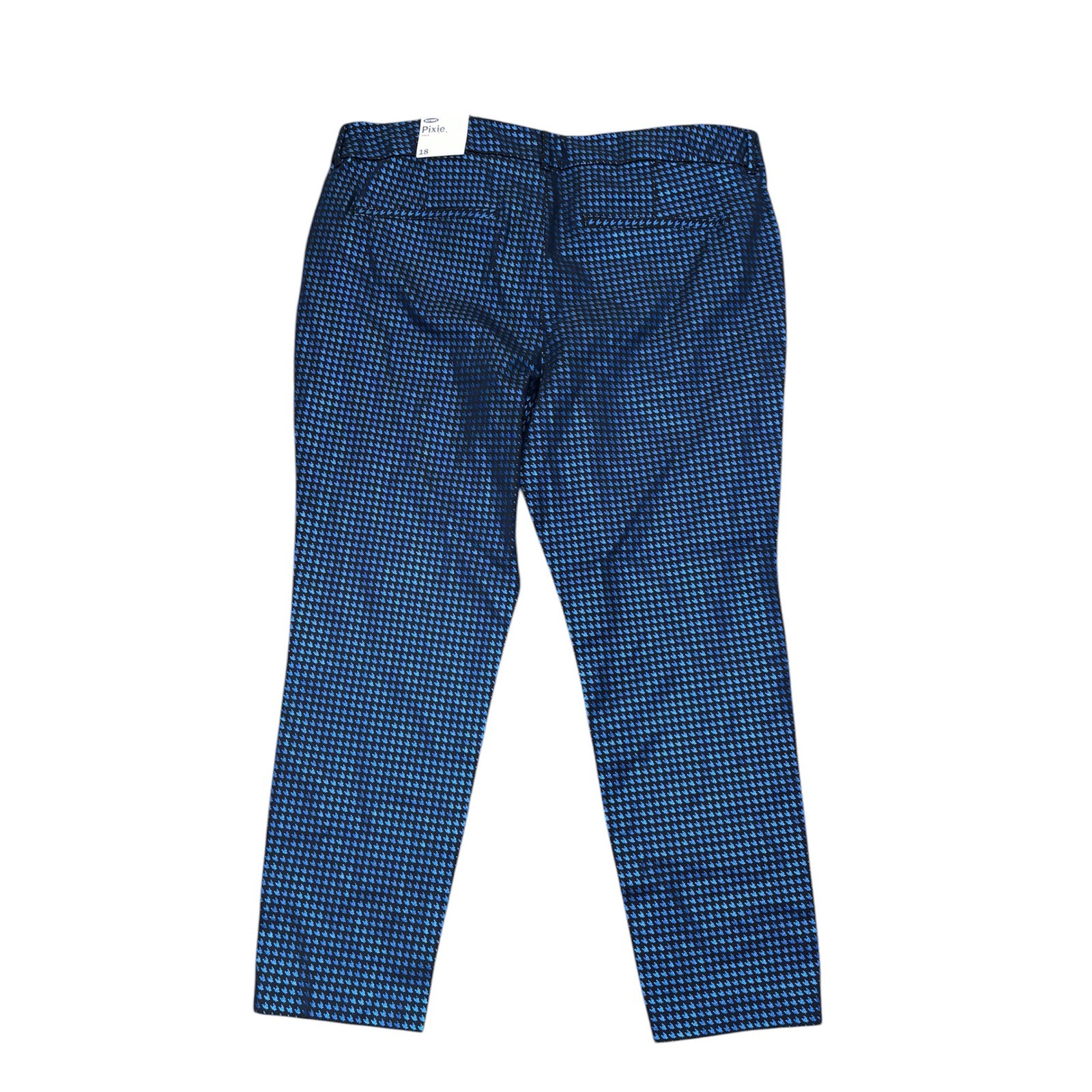 Old Navy NWT Pixie Ankle Pants 18 Cotton Blend Blue Metallic Print Stretch Y2K
