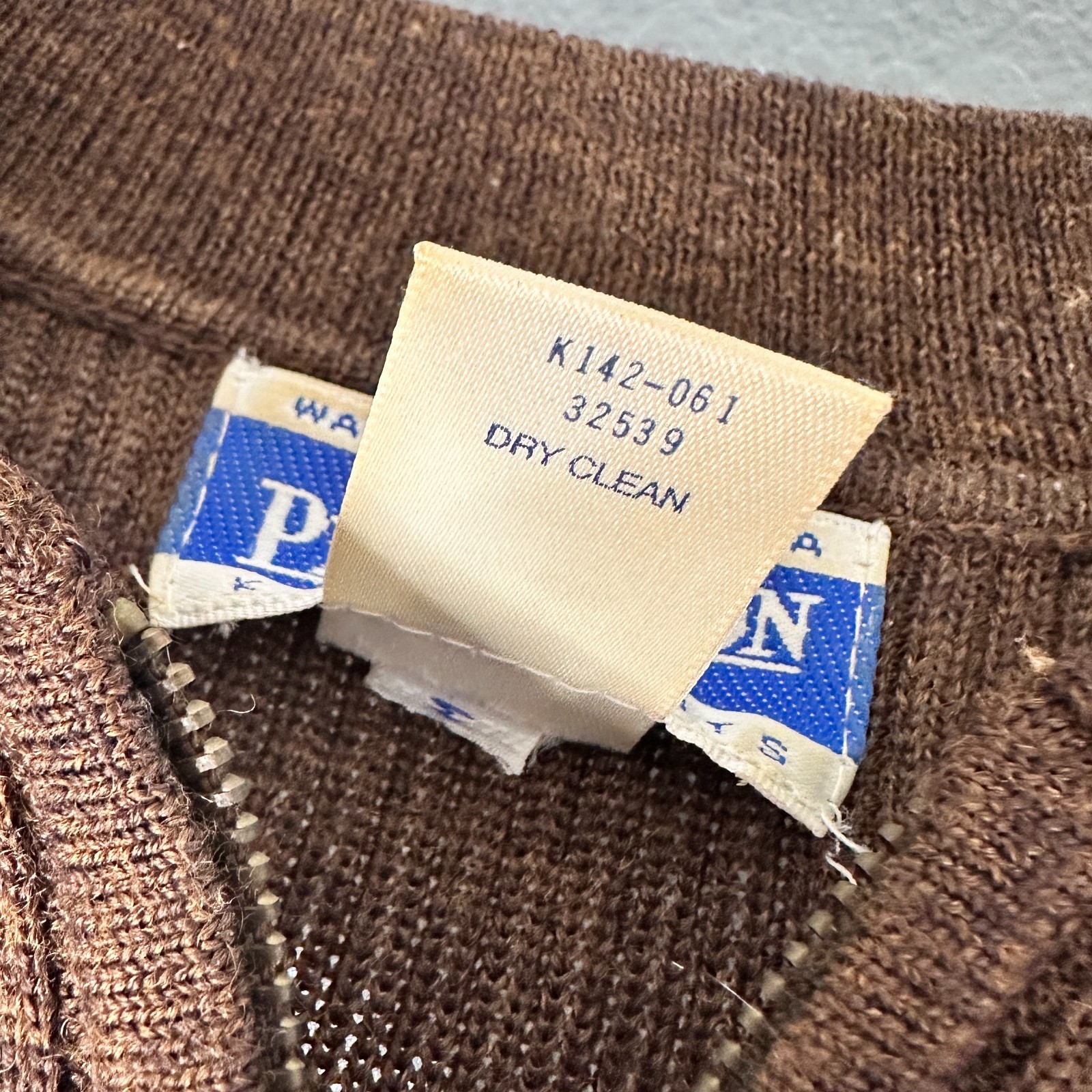 Vintage Pendleton Knockabouts Wool Blend Brown Ribbed 1/4 Zip Sweater Small