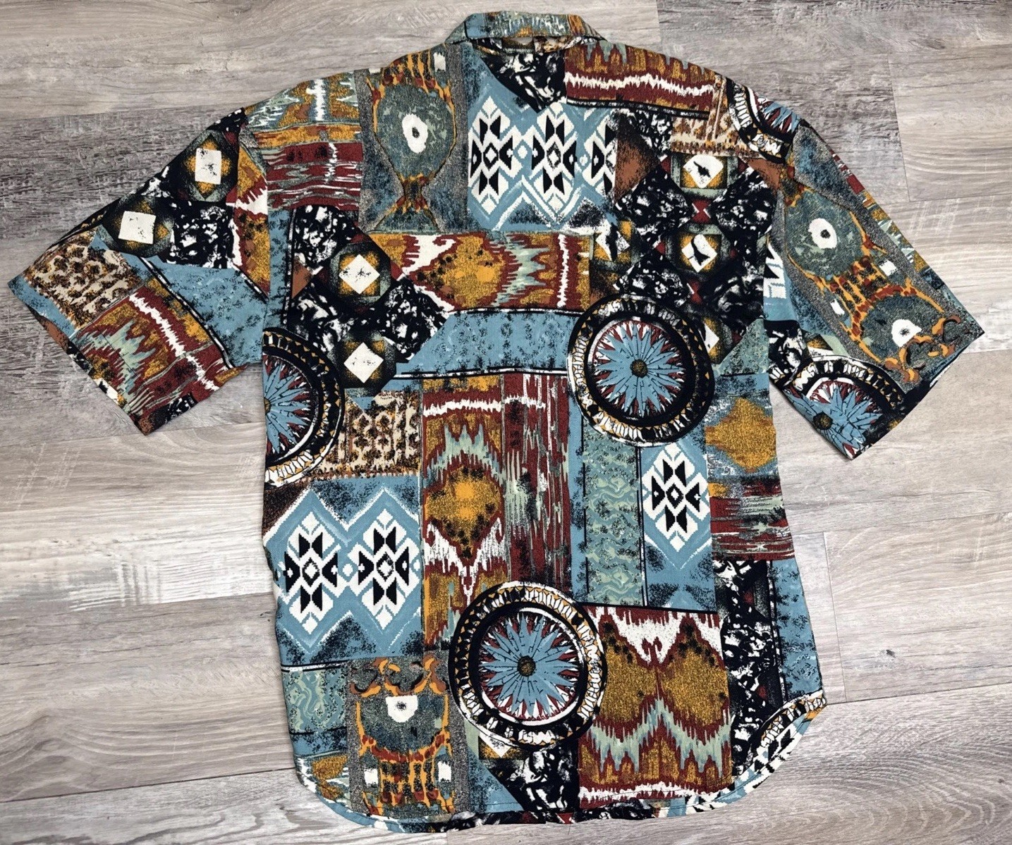 Vintage 2 Pc Southwest Mid Length Dress Shirt Skirt Caliche Western Aztec Small