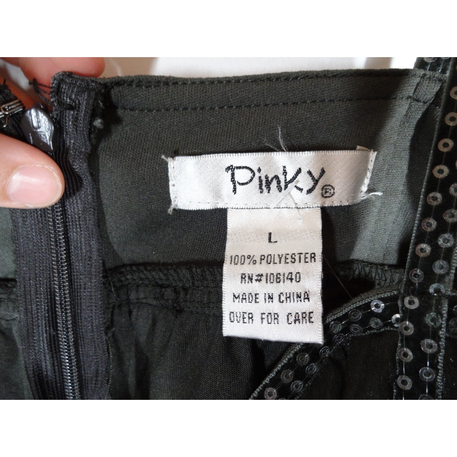 Vintage Y2K Pinky Babydoll Dress Large Gray Black Sequin Trim Whimsigoth Fairy