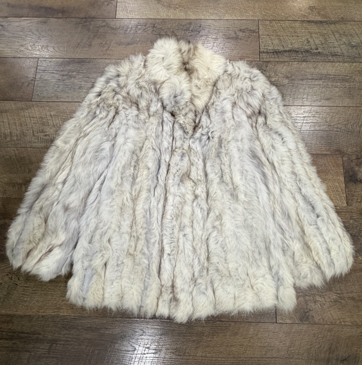 Vintage 80s Nikki Blue Fox Fur Coat Medium White