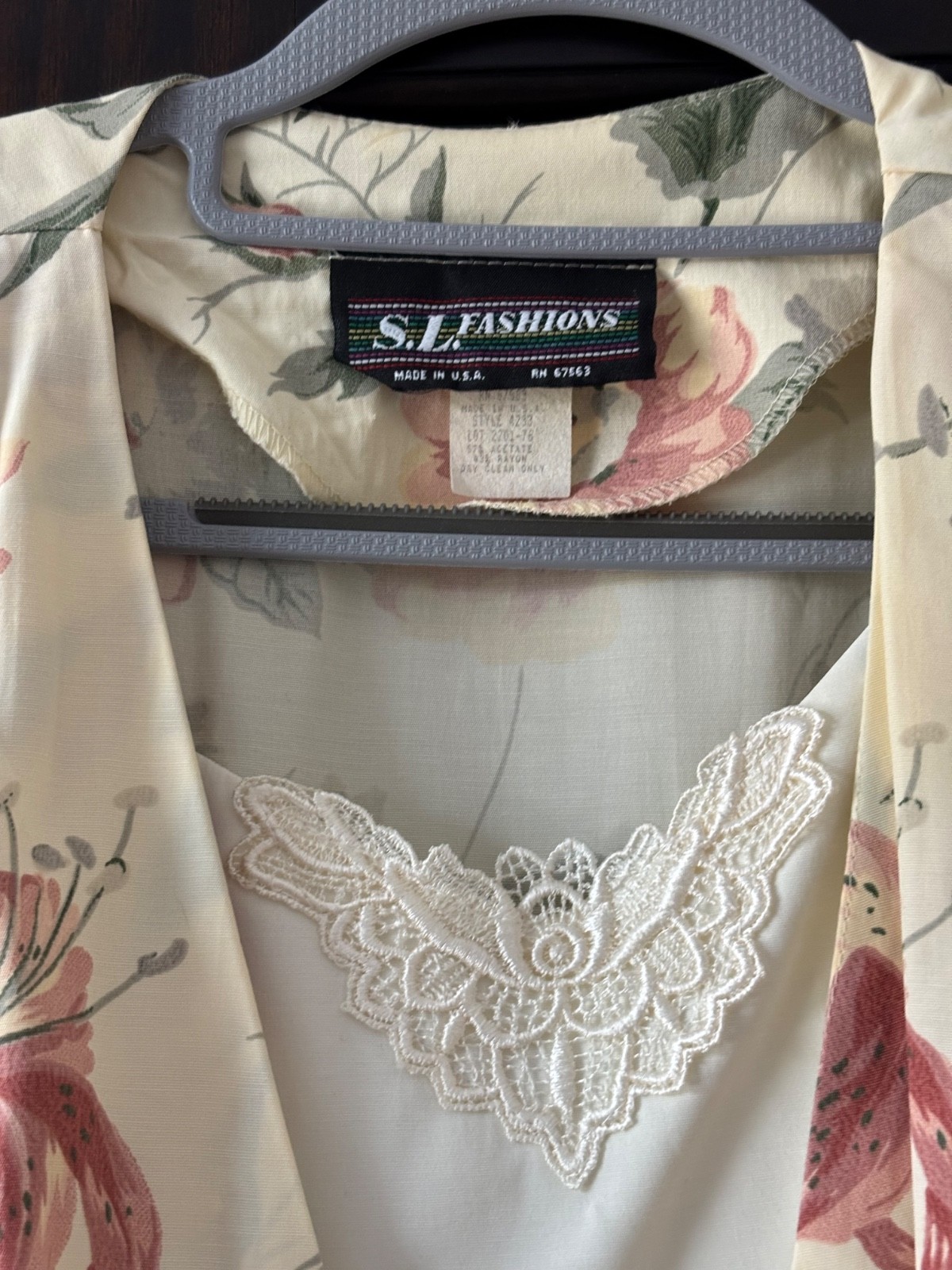 Vintage S.J. Fashions Womens Floral Maxi Dress Belted Pockets Made In USA