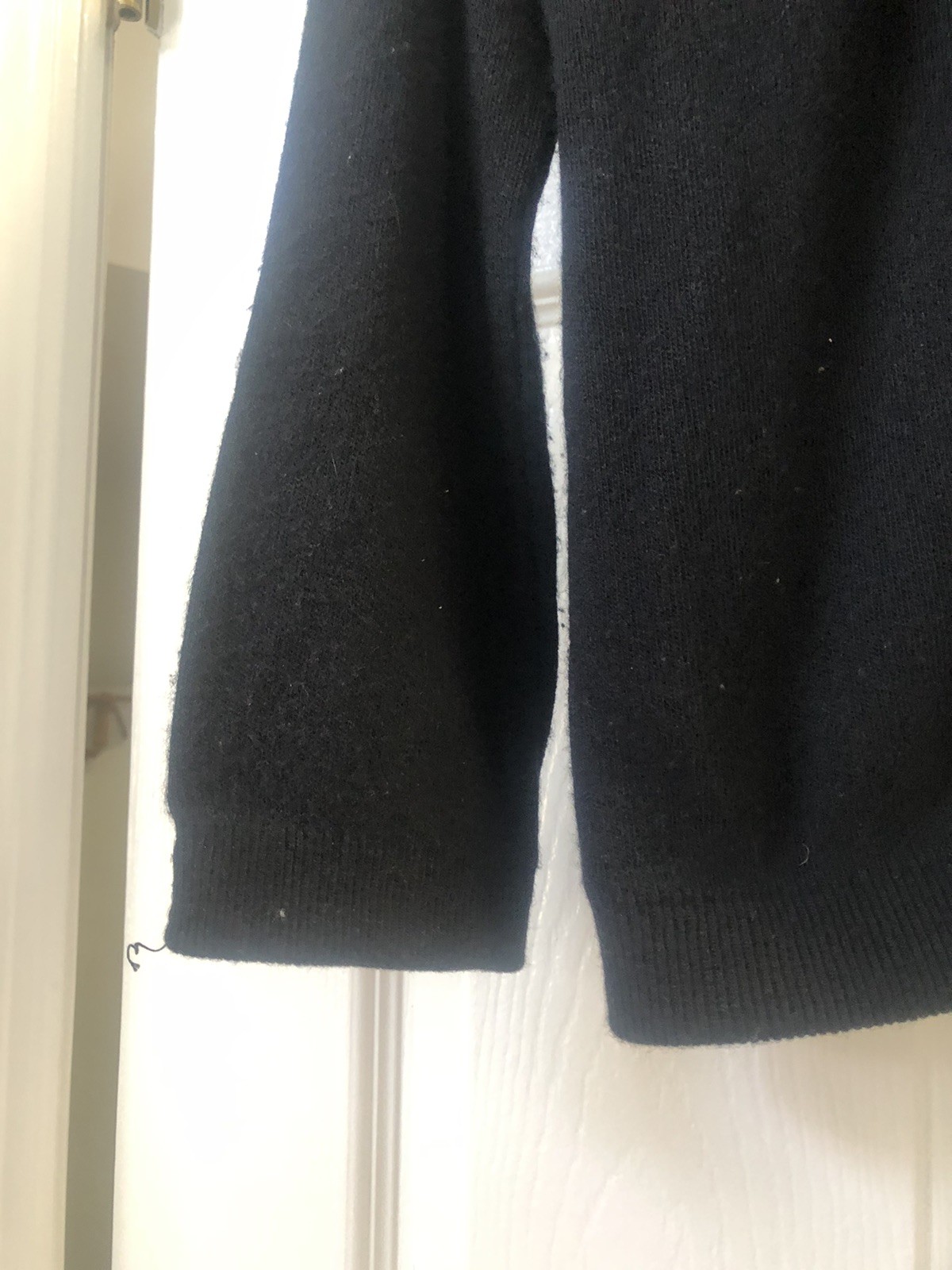 60s VTG Wool Cardigan w Black FUR COLLAR and Rhinestone Clasp