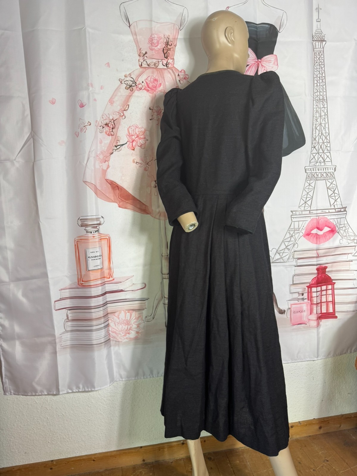 Vintage Wenger Dress Costume Dirndl Military Buttons Linen Wool 36 38