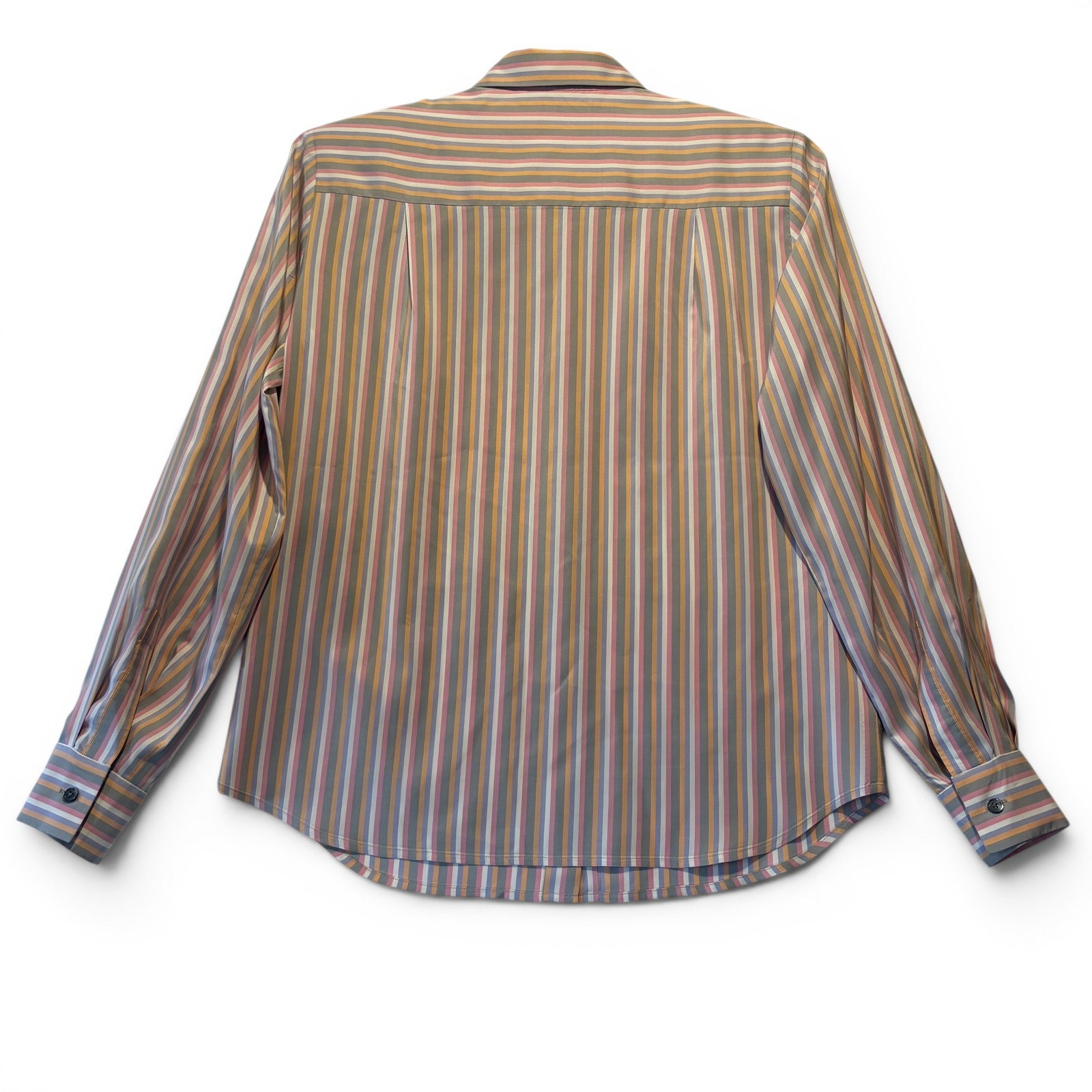 Carlisle Womens Vintage 100% Silk Striped Button Down Blouse Multi Color Size 10