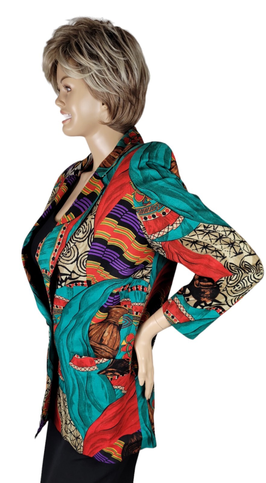 Vtg Sharon Young Sportswear Women’s Southwestern Aztec Western Linen Blazer Sz S