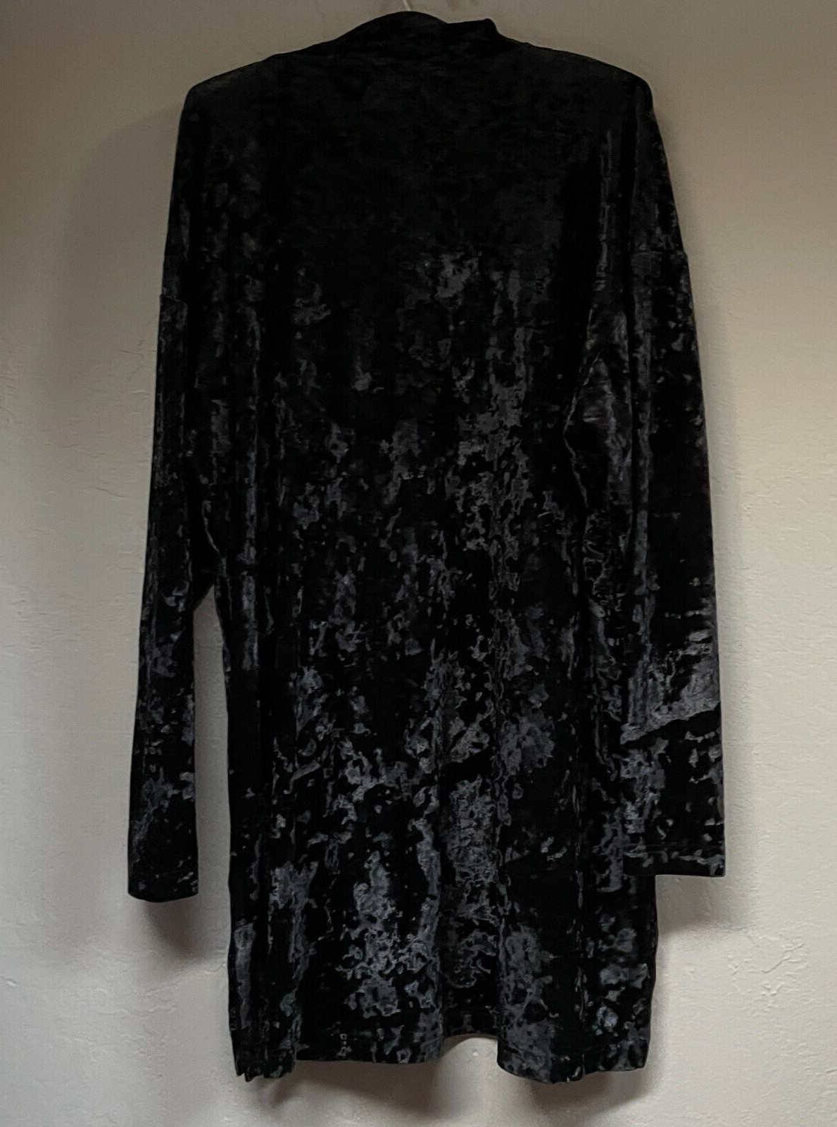 Tape Measure Womens Tunic Top Blouse Cowl Neck Long Sleeve Velvet large Black