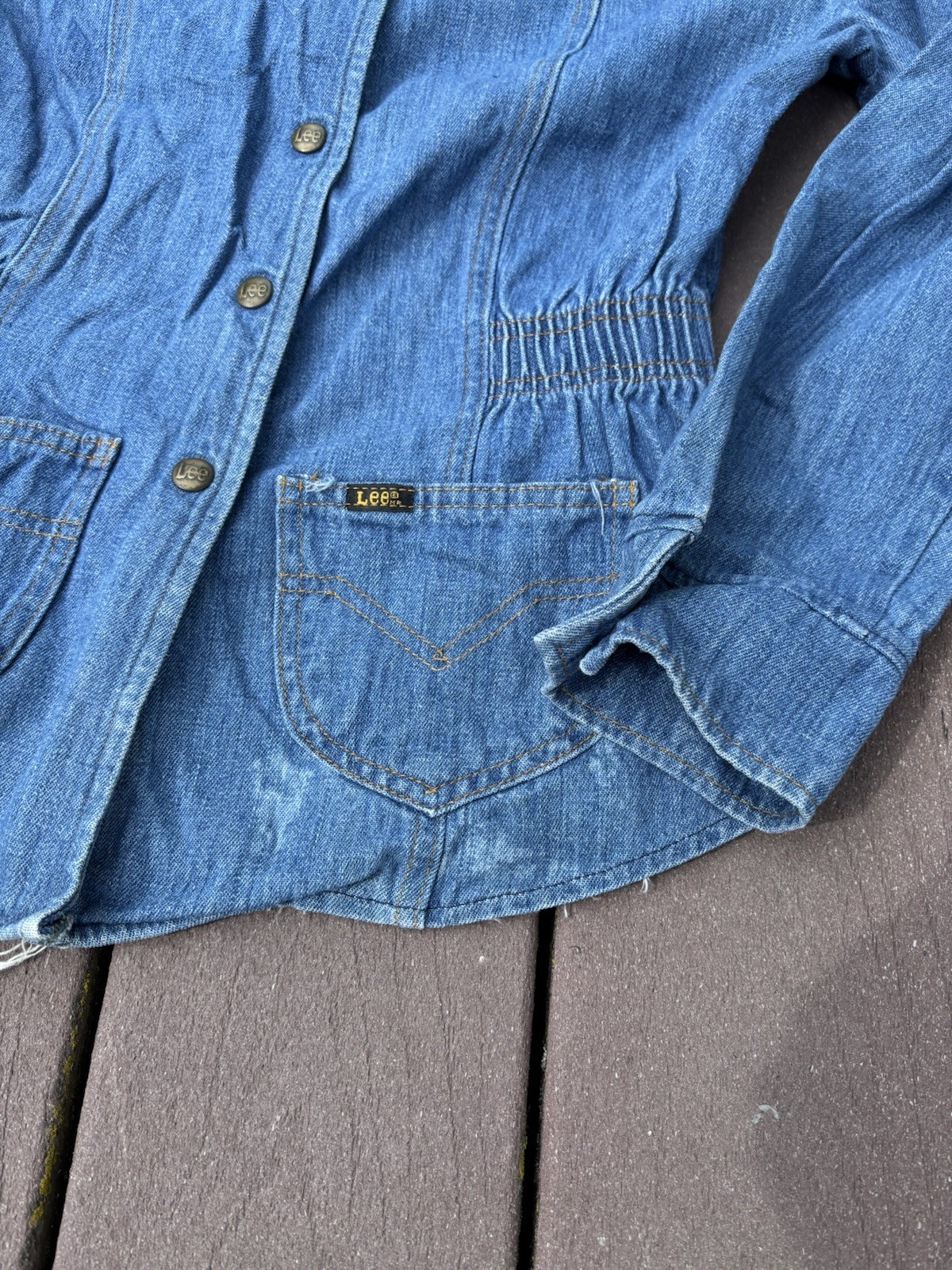 Vtg 1970s Lady Lee Denim Jacket Size Small Medium Blue Jean western top hippie