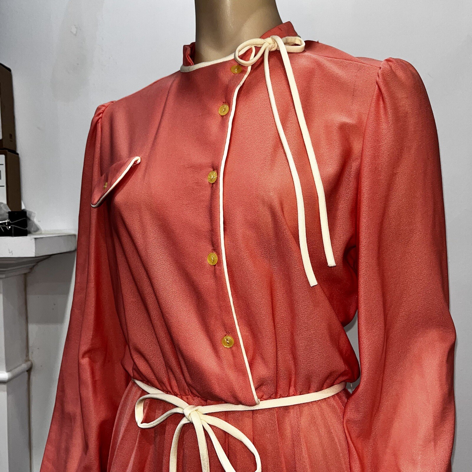 Vintage Sears The Fashion Place Belted Pleated Dress 1970s Size 14