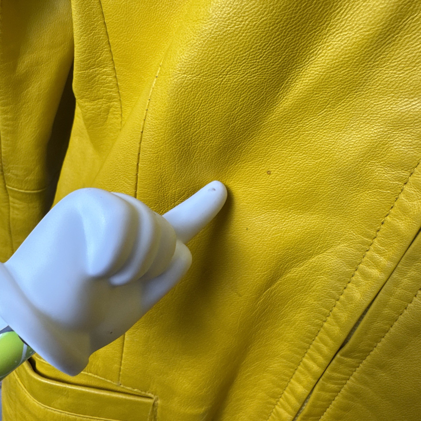 Yellow Lamb Nappa Leather Jacket Evan Davies 6 1980’s Vintage Pre-Owned Pockets