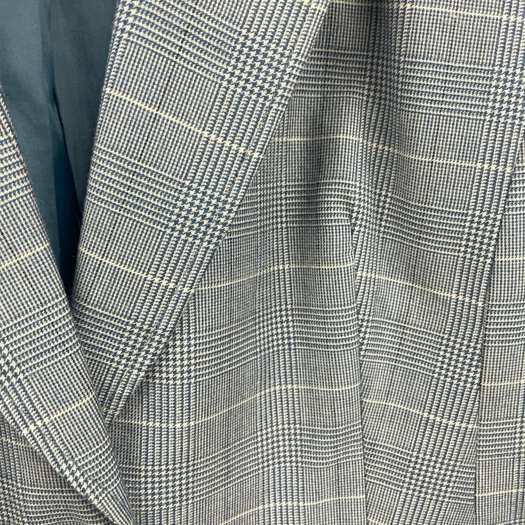 JG Hook Blue Plaid Notch Lapel Button Double Flap Pocket Vintage Blazer Size 14