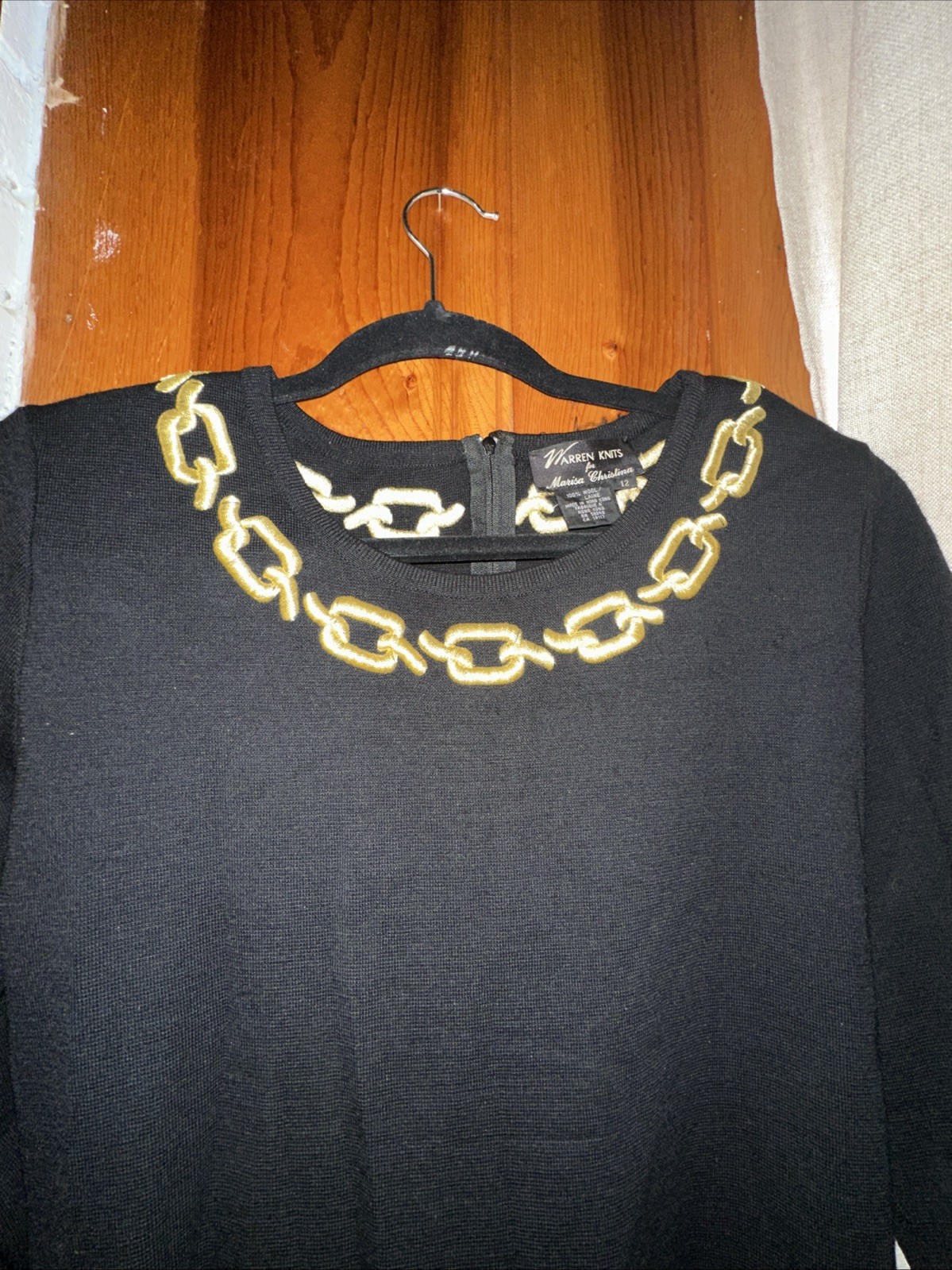 Vintage 80s Warren Knits x Marisa Christina Womens 12Glam Dress Wool