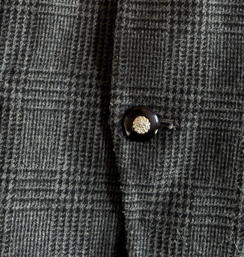 Sasson Paris NY Blazer Jacket Gray Plaid One Button Lined Womens Size 10