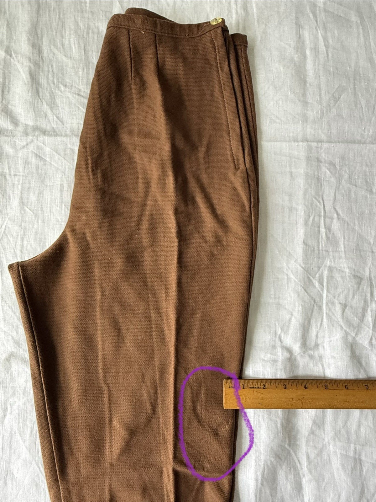 VINTAGE Women’s Cigarette Pencil Leg Cropped Pants Brown Side Zip Fitted Sz 4
